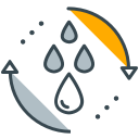 Gouttelettes d’eau avec des flèches circulaires pour le cycle de l’eau.