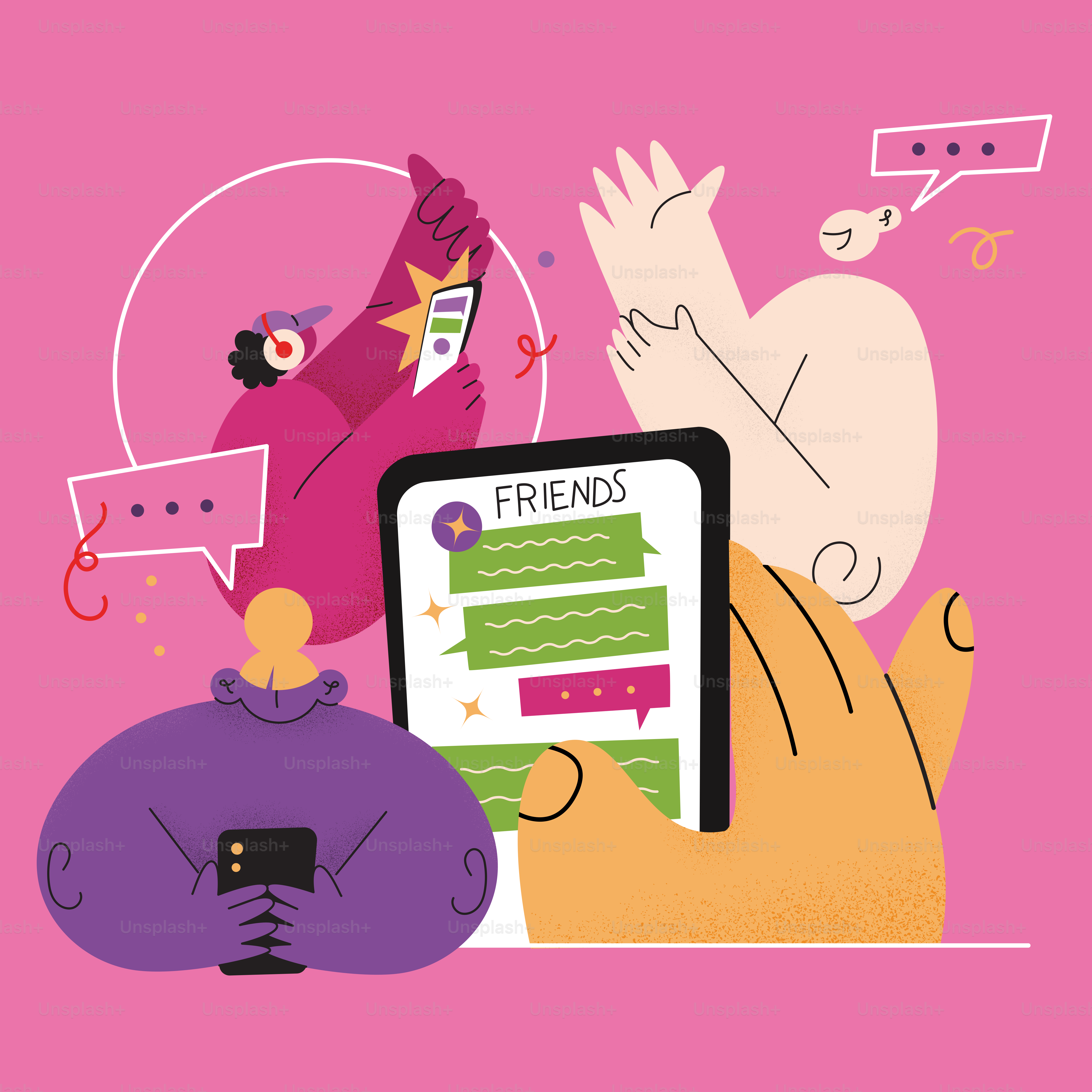 Pessoas se comunicando e conversando pelo celular com amigos.