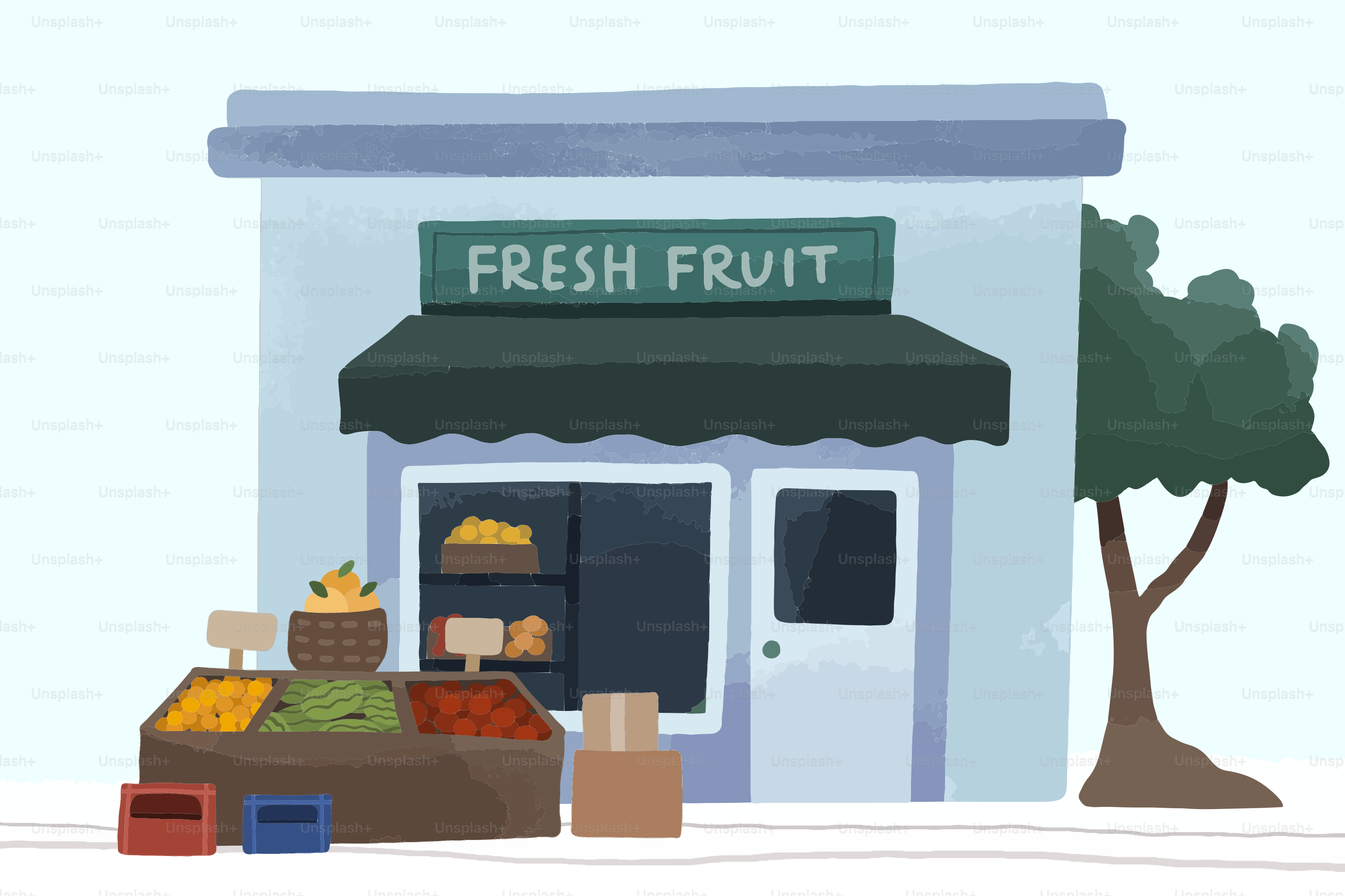 Tienda de fruta fresca con un puesto de productos coloridos.
