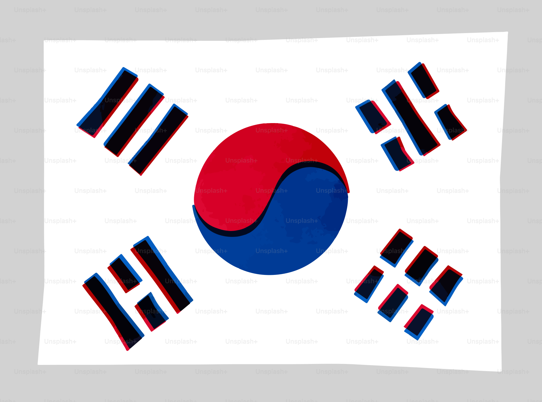 Drapeau sud-coréen avec le symbole du taegeuk rouge et bleu.