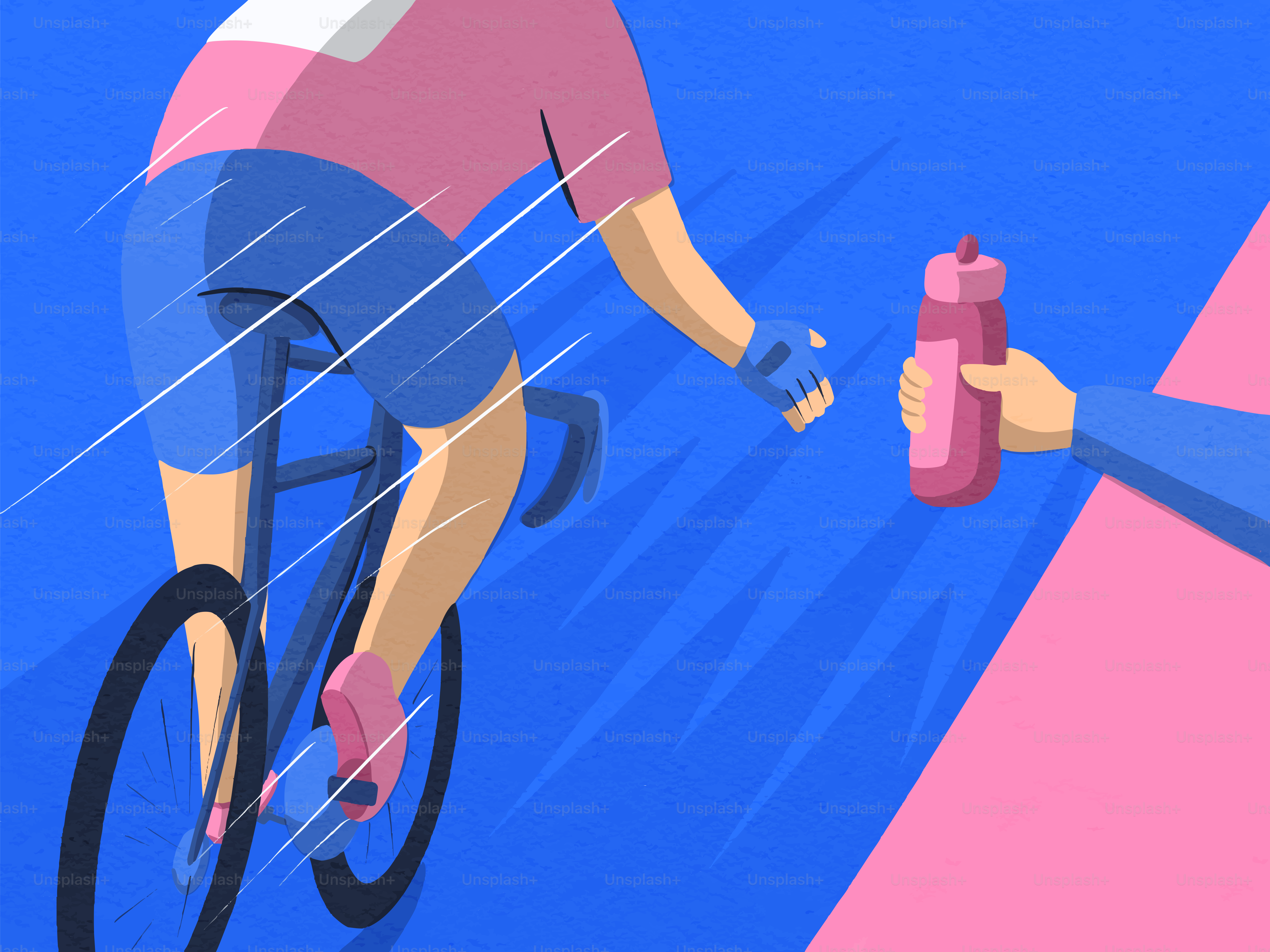 Un cycliste reçoit une bouteille d’eau d’une main amie