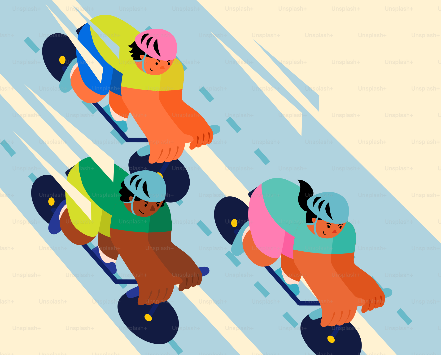 Des coureurs de karting colorés fonçant sur une piste