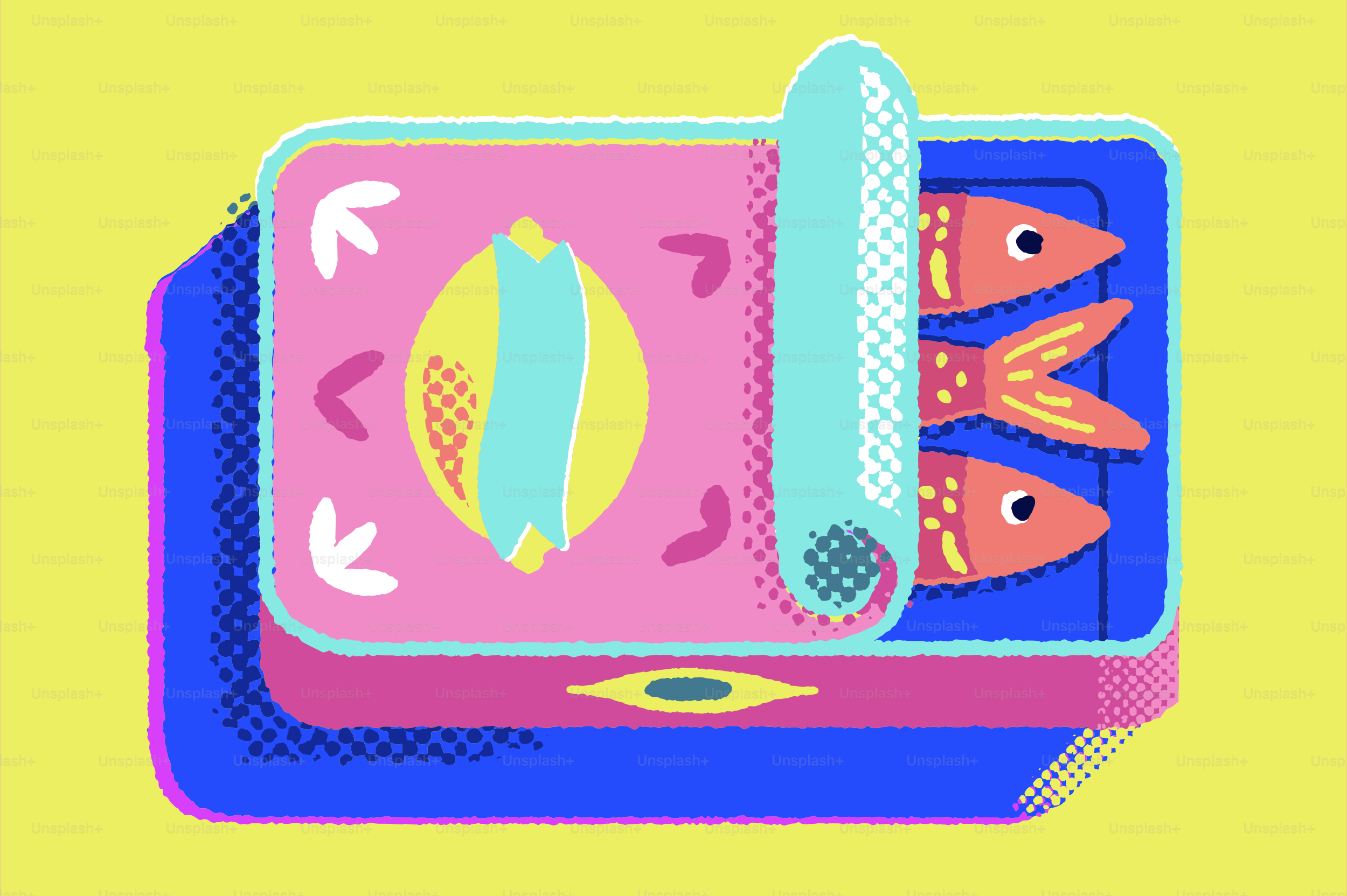 Scatola di sardine in stile vintage con pesce e limone