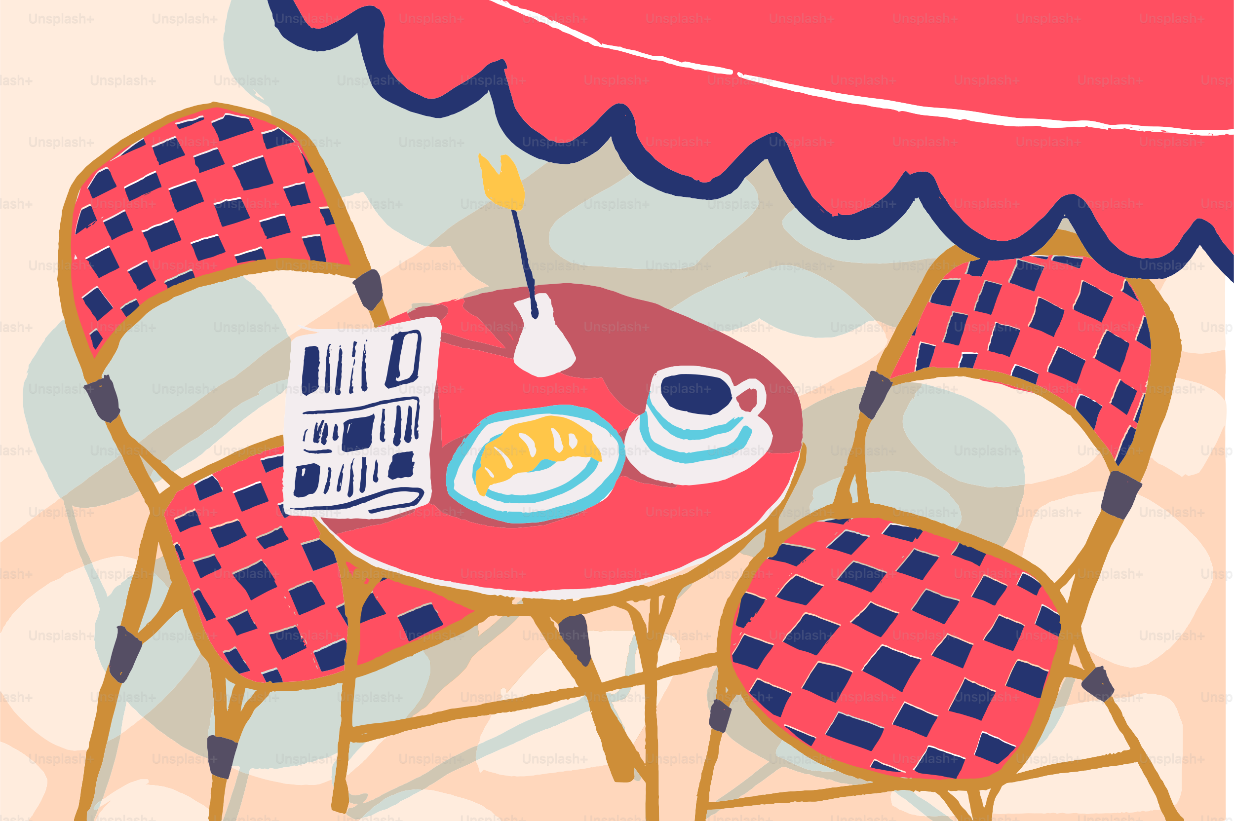 Accogliente tavolo da bistrot parigino con caffè e croissant