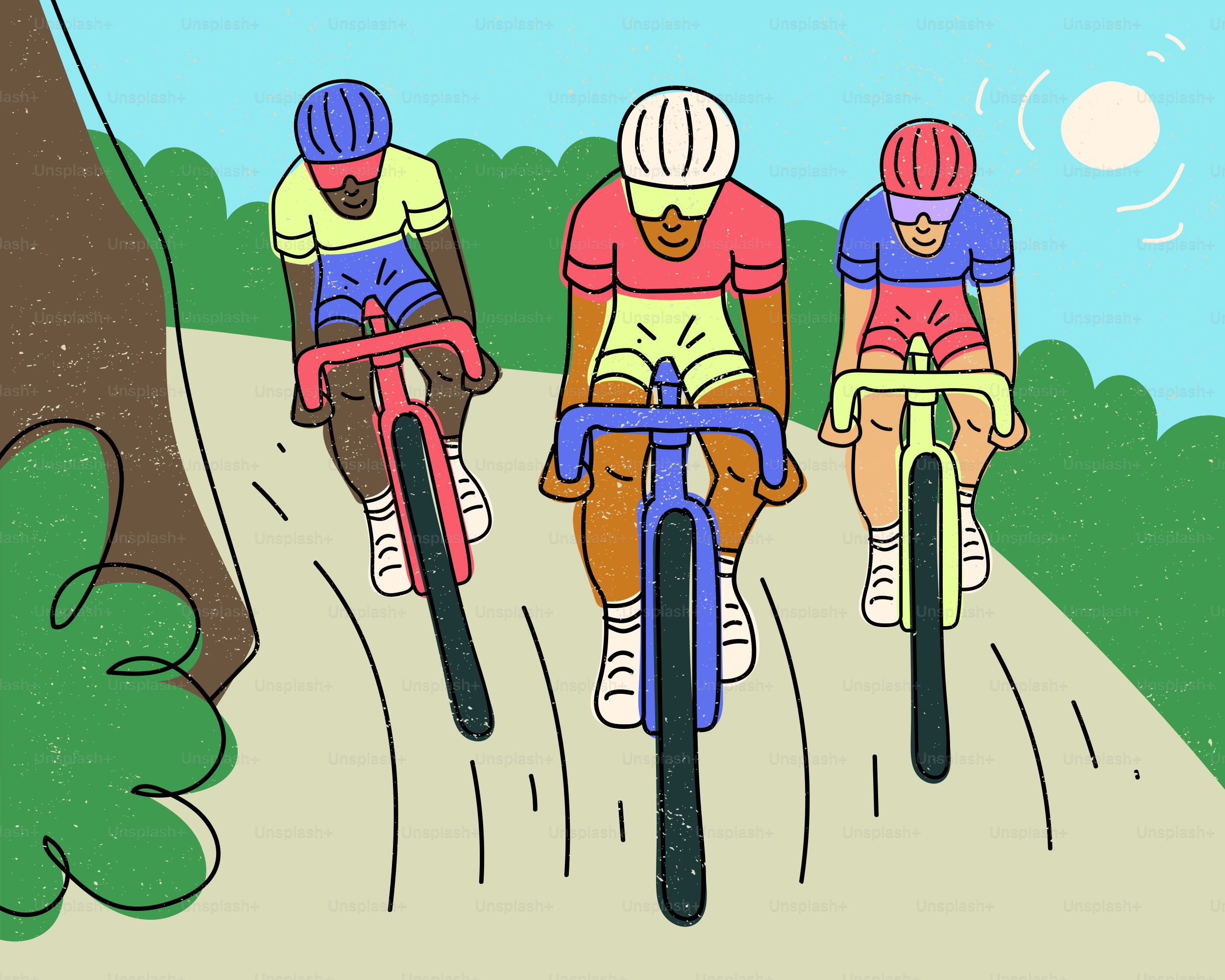 Professional cyclists racing on a winding countryside road