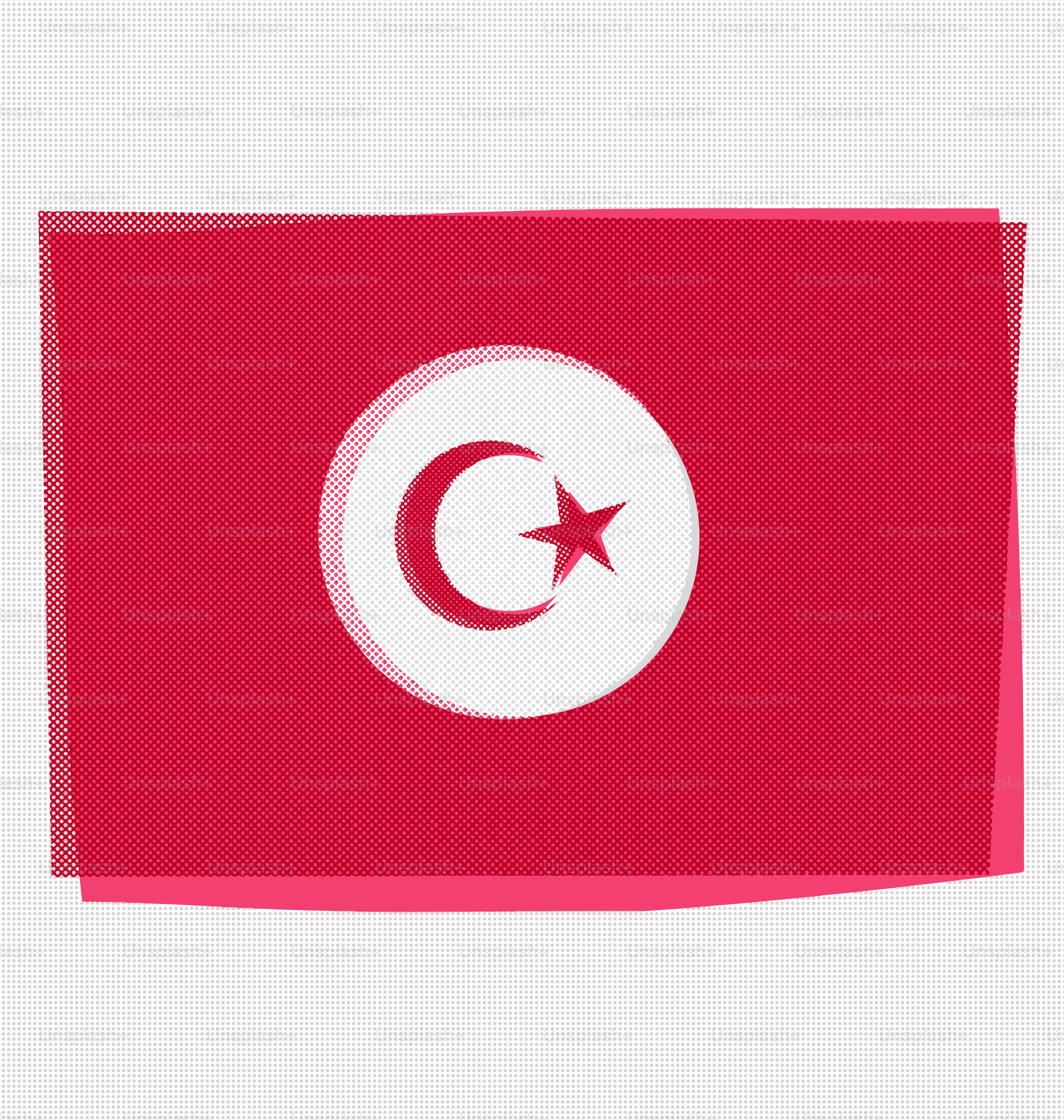 Bendera Tunisia dengan bulan sabit merah dan bintang