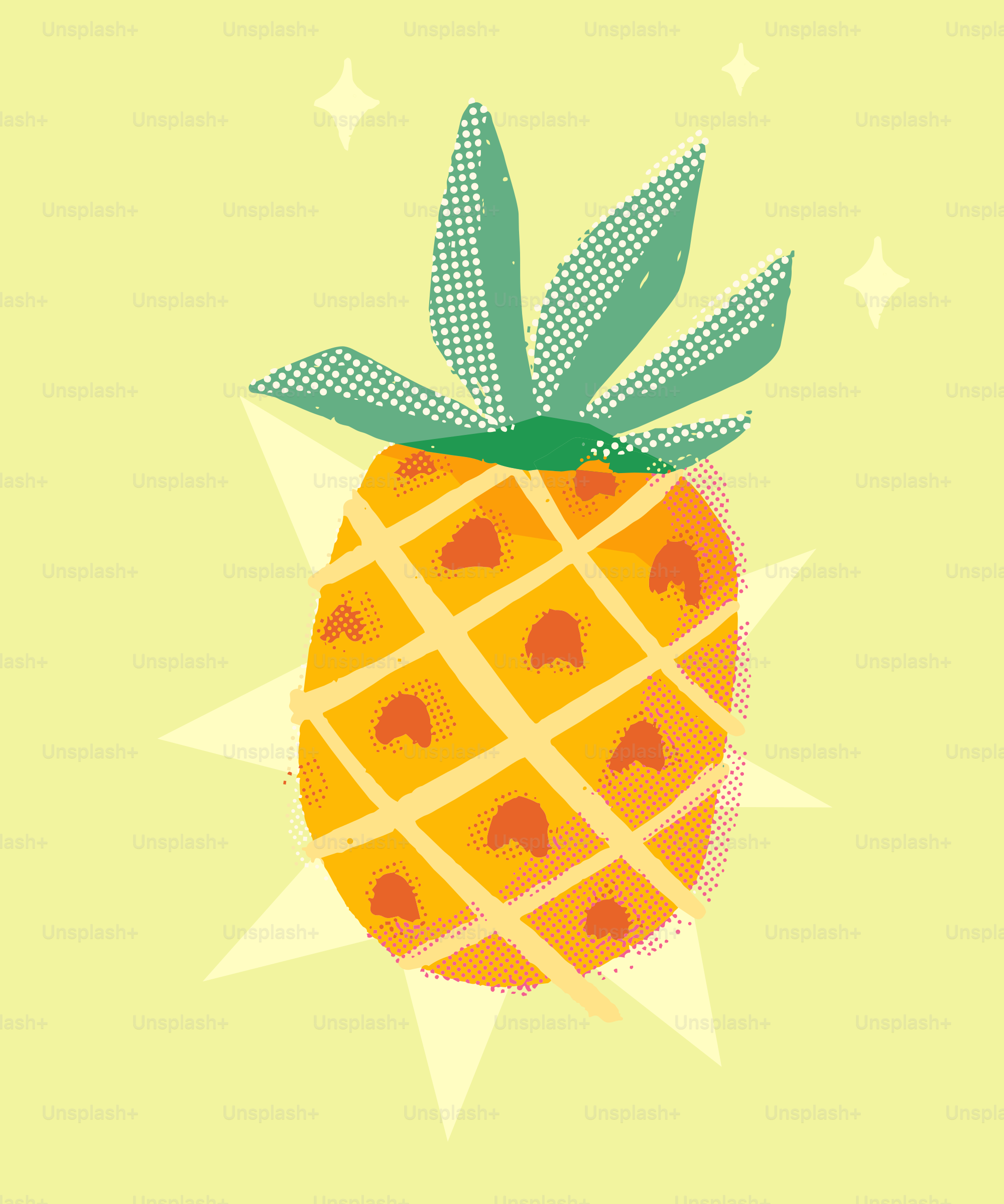 Un design vibrant en demi-teint d’ananas avec des paillettes subtiles