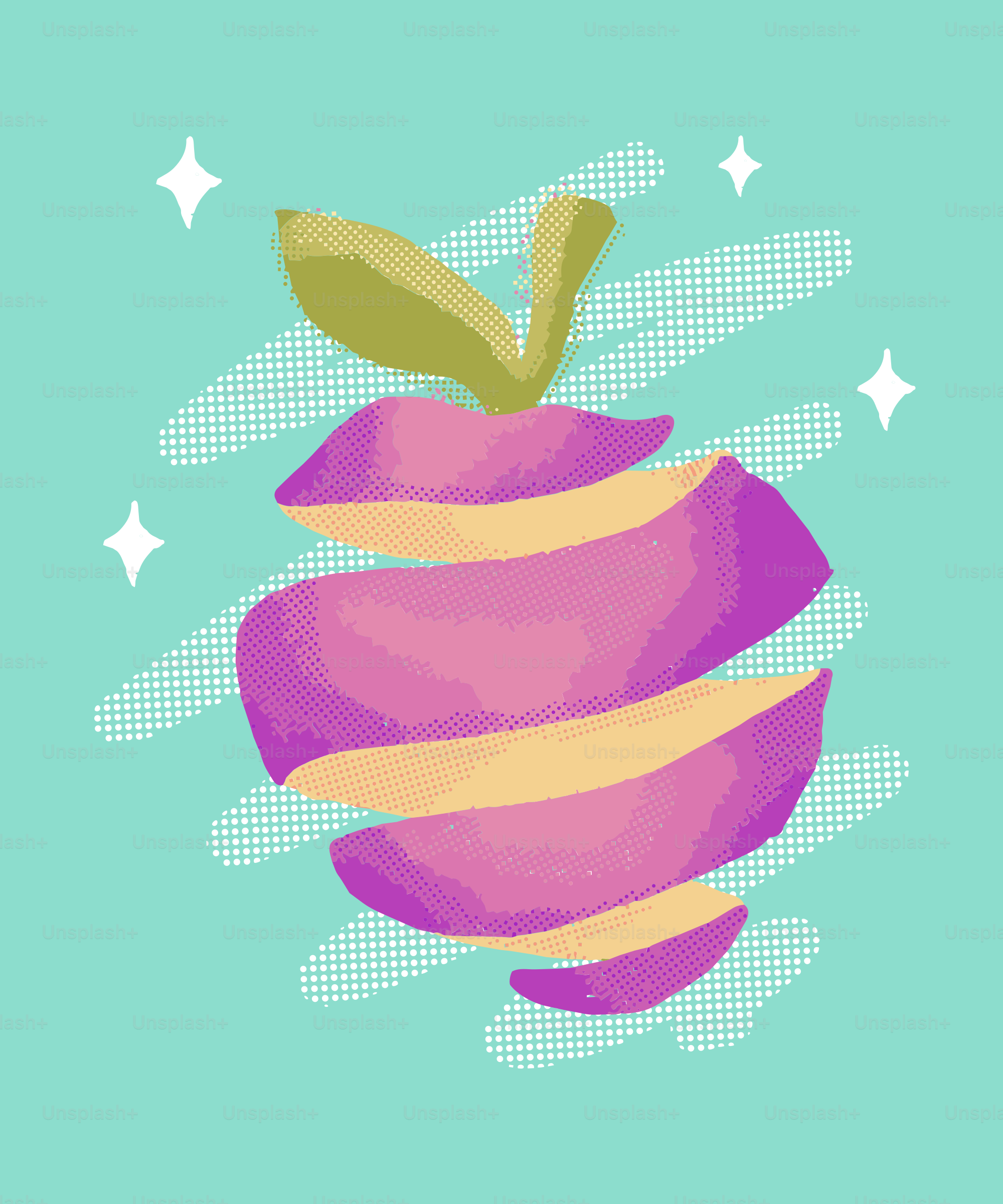 Mangue violette à peau qui pèle, motif en demi-teinte