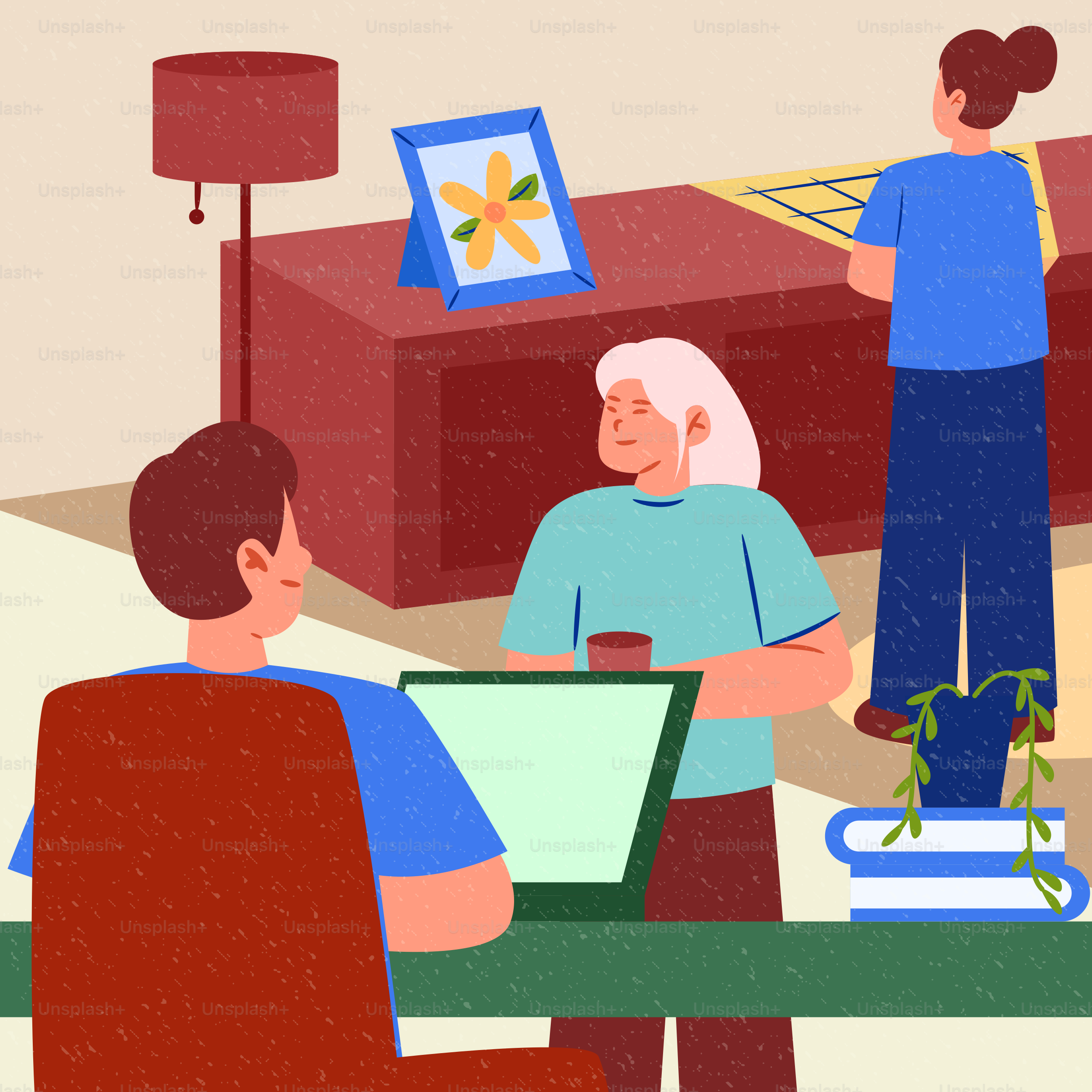 People working and interacting in an office