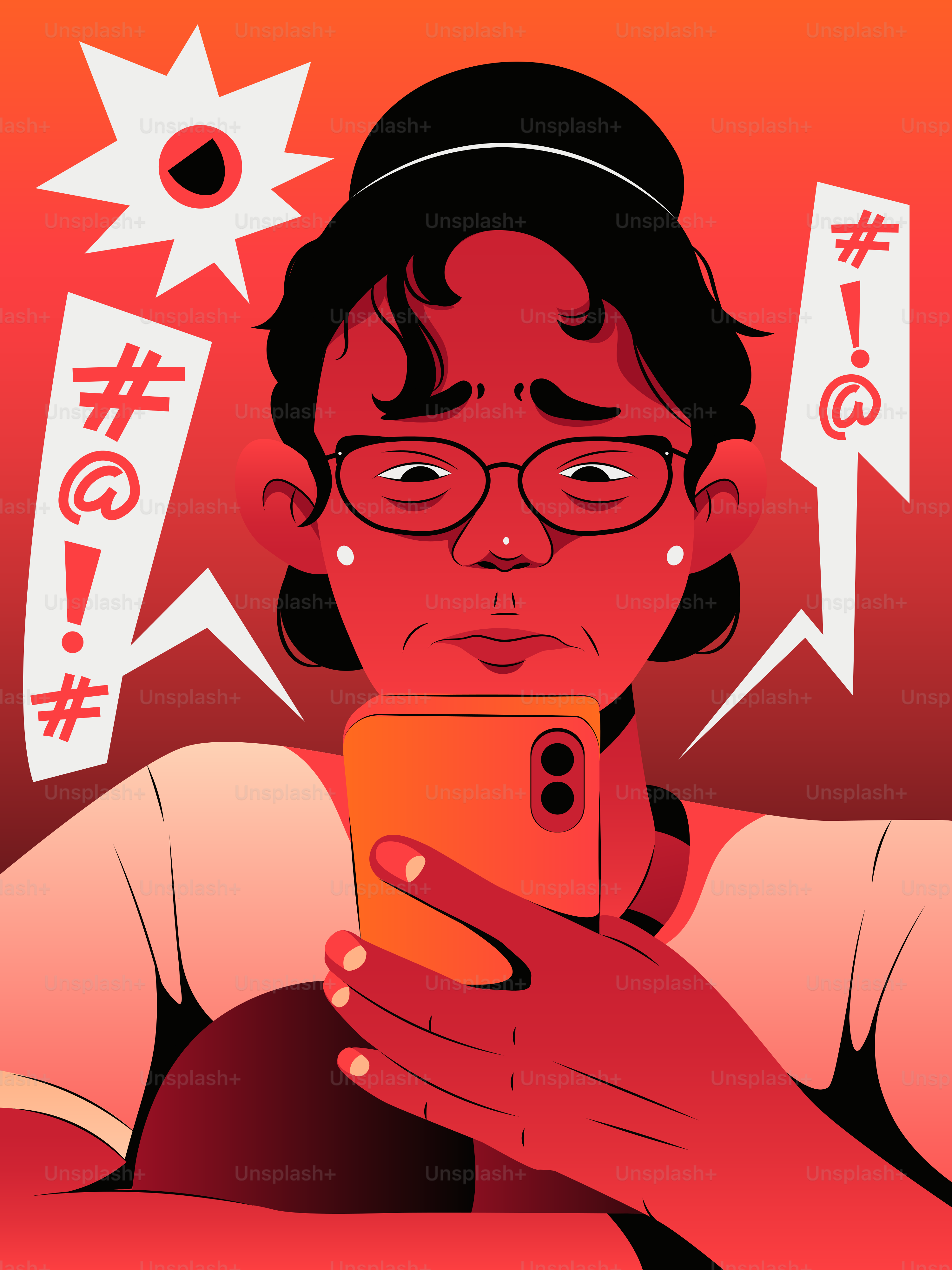 Woman distressed by online harassment on phone