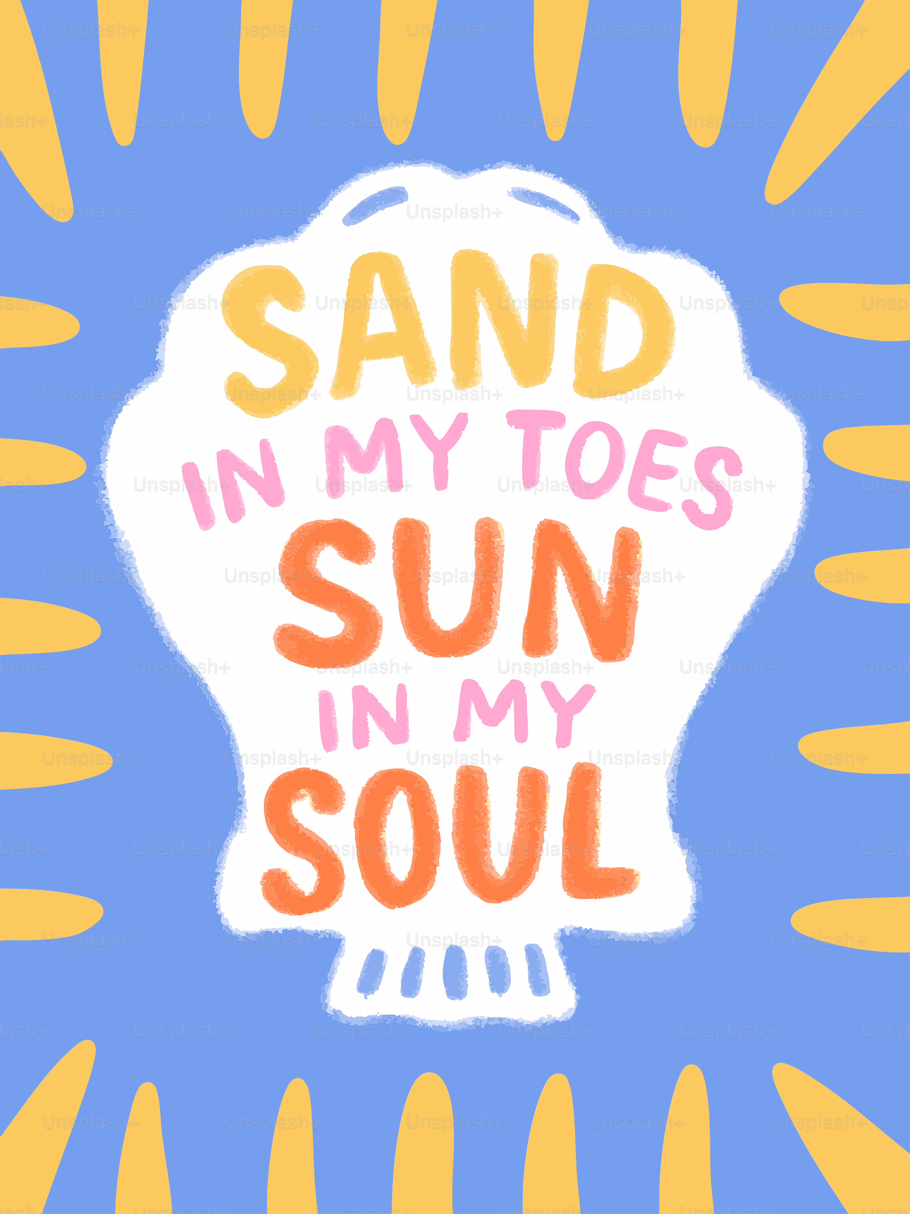 Seashell graphic with summer beach quote
