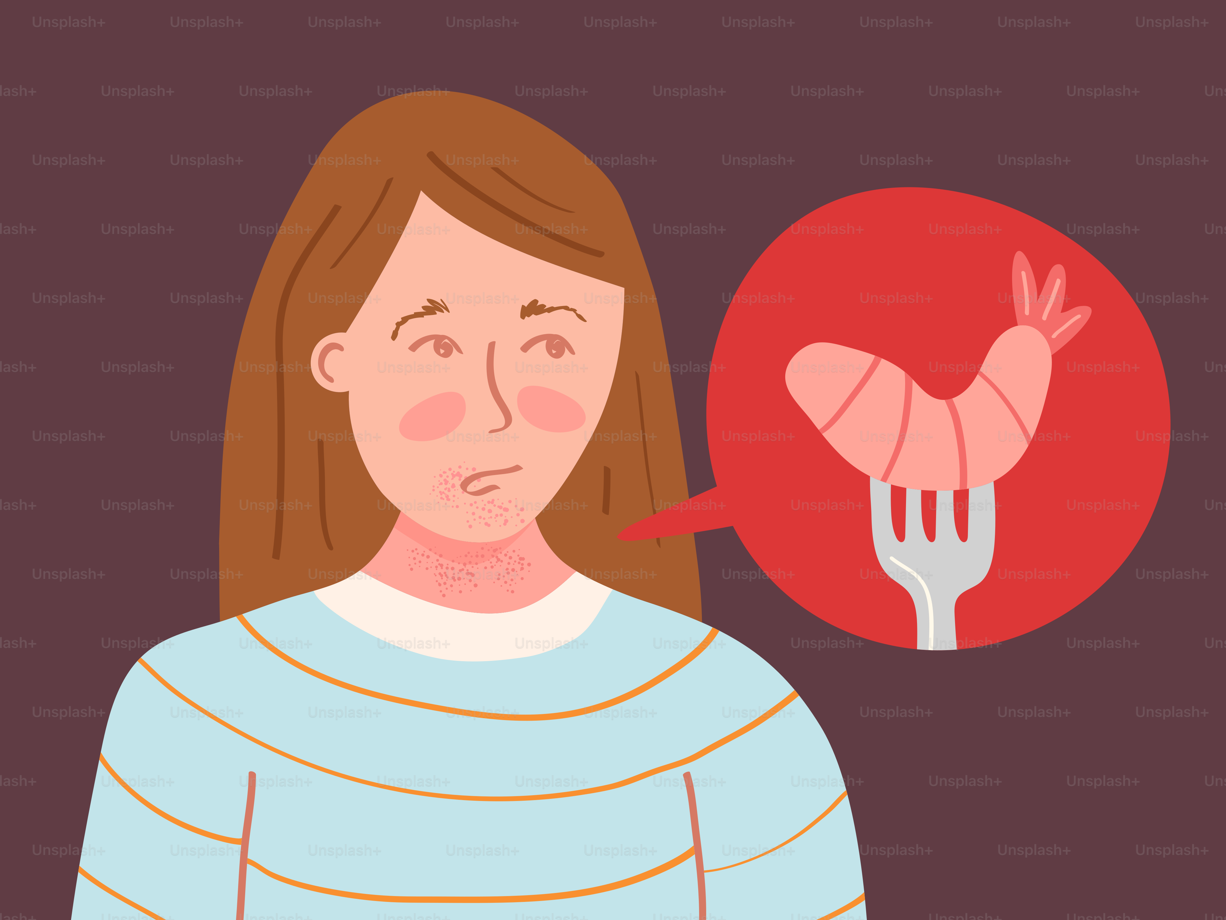 Allergic reaction to shellfish causing facial rash