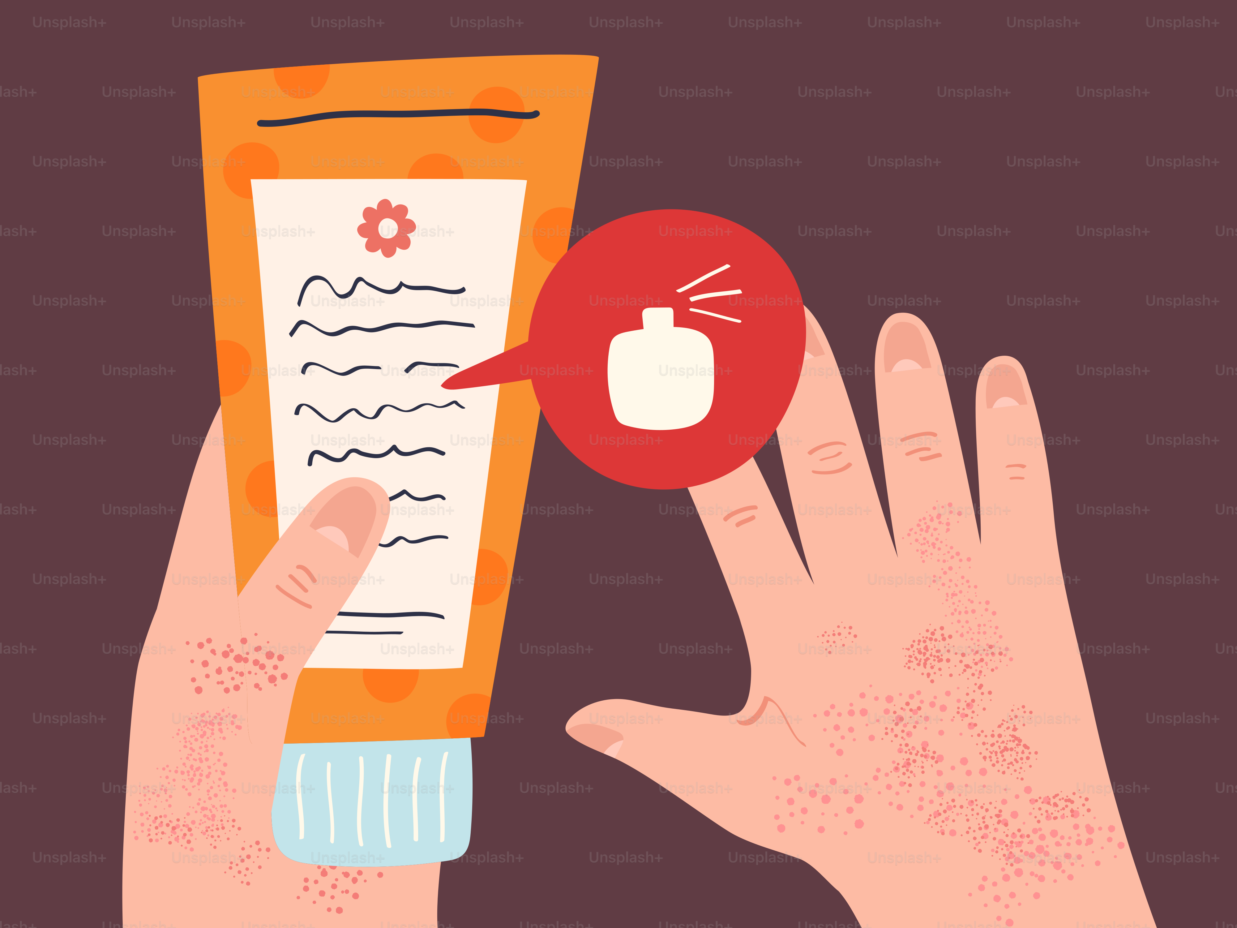 Hands with dermatitis checking product for fragrance allergy