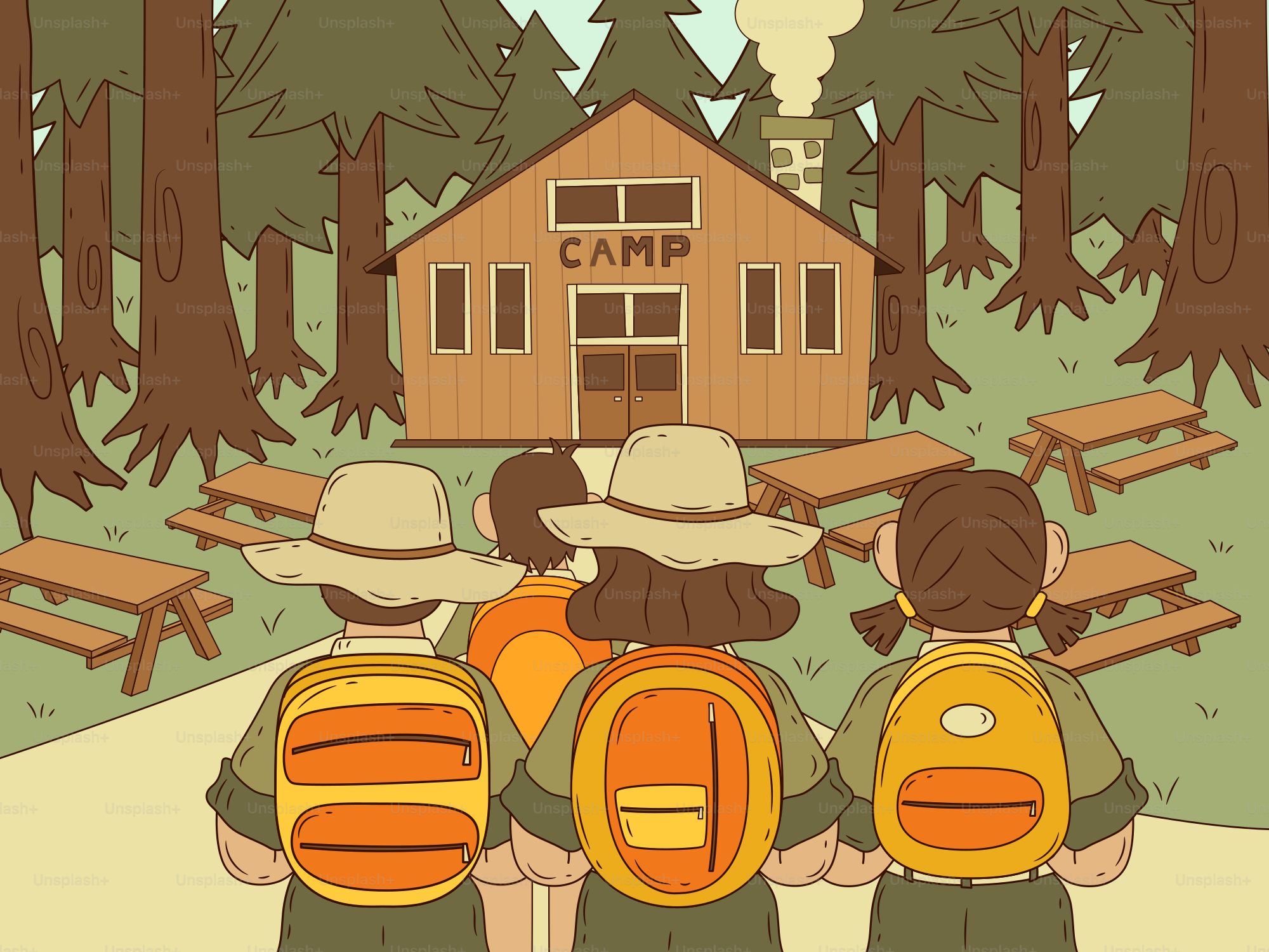 Empat anak tiba di kabin perkemahan musim panas di hutan