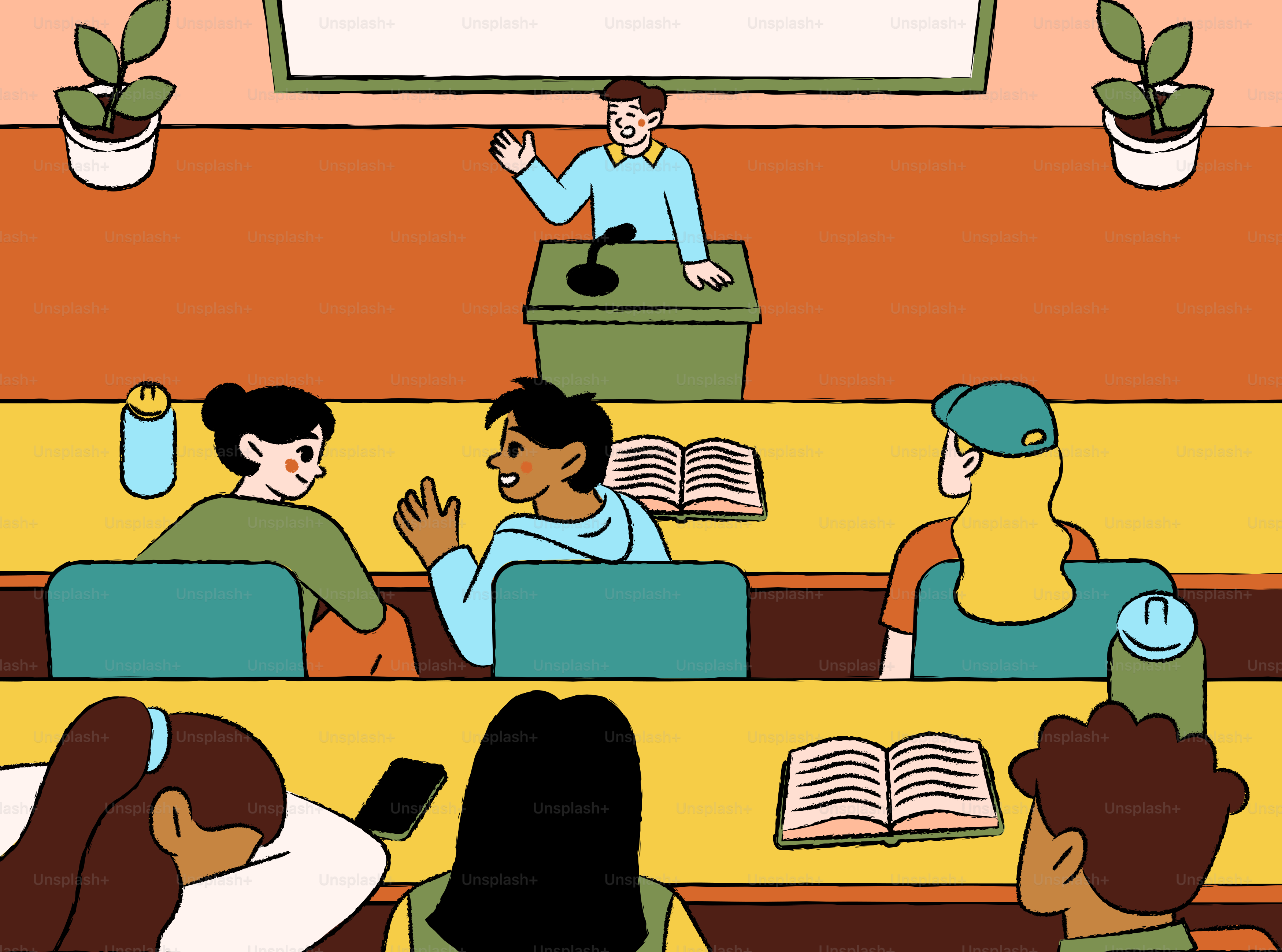 Guru berbicara kepada siswa di kelas
