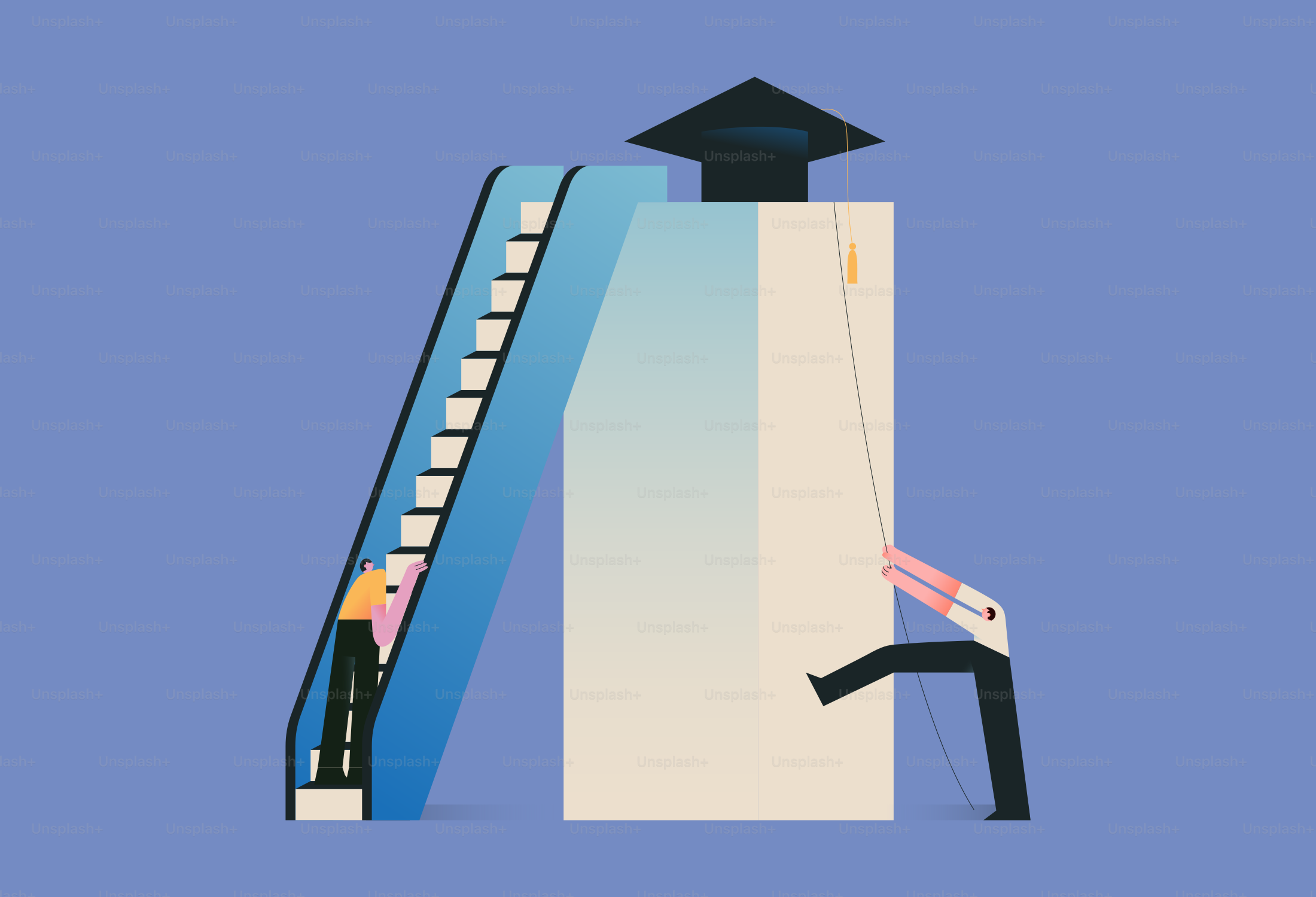 Grimper et faire de l’escalade pour atteindre le plafond de remise des diplômes