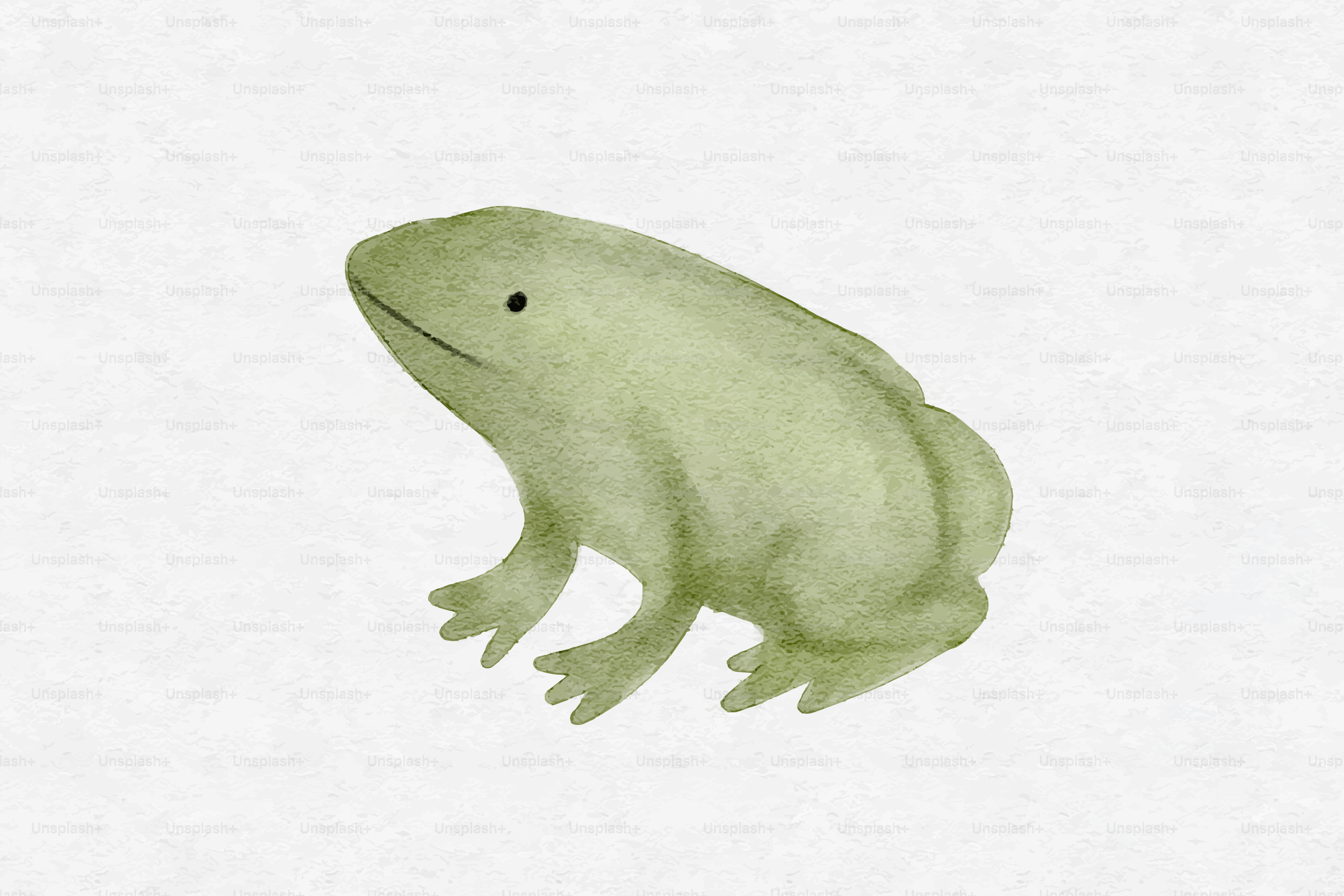 Um sapo verde com um simples olho roxo sobre um fundo branco texturizado