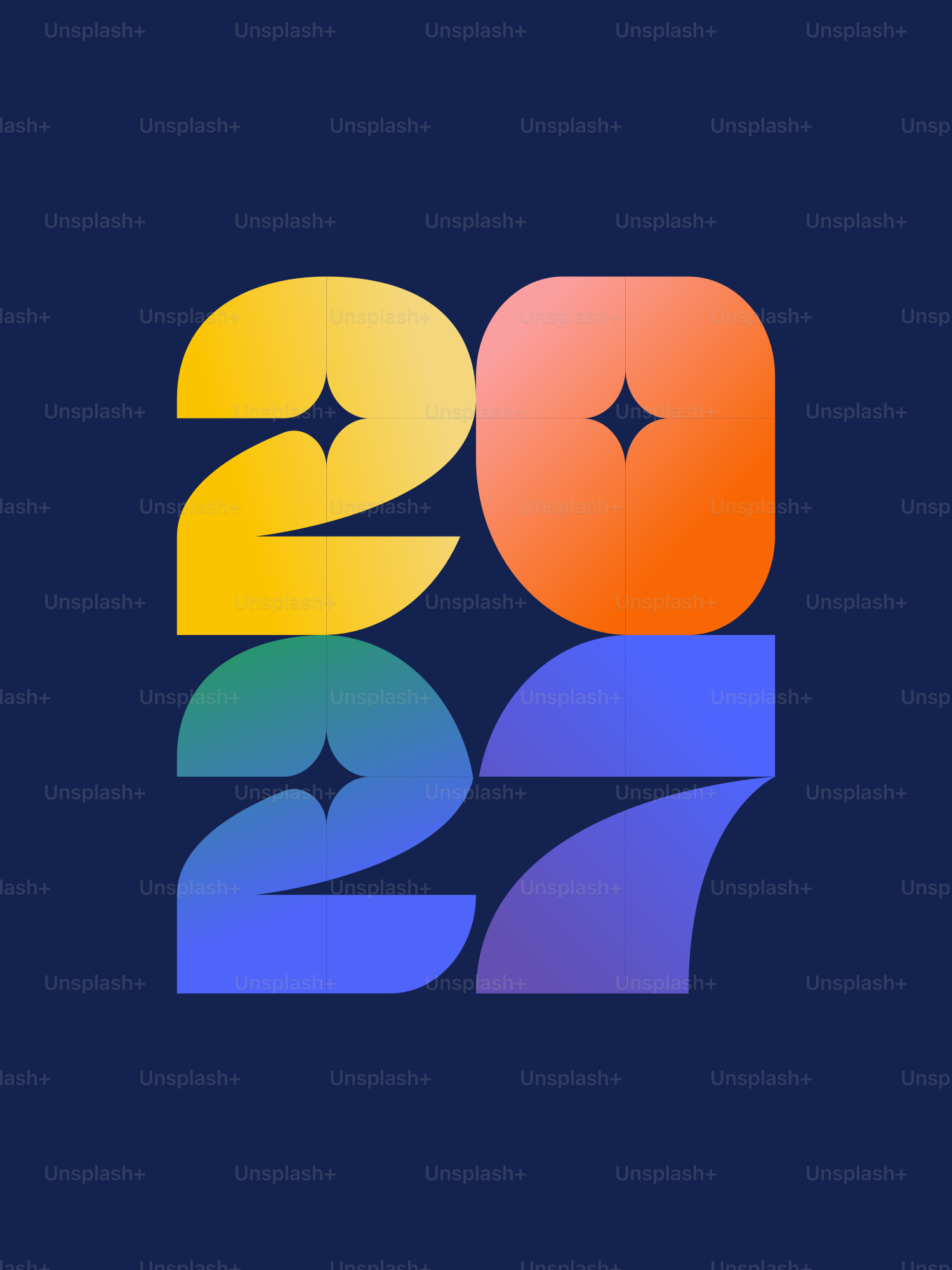 I numeri 2027 in un carattere color color sfumato su uno sfondo blu scuro