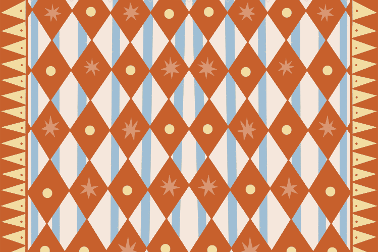 Cats in clown costumes pattern - Vector Illustration on Unsplash+
