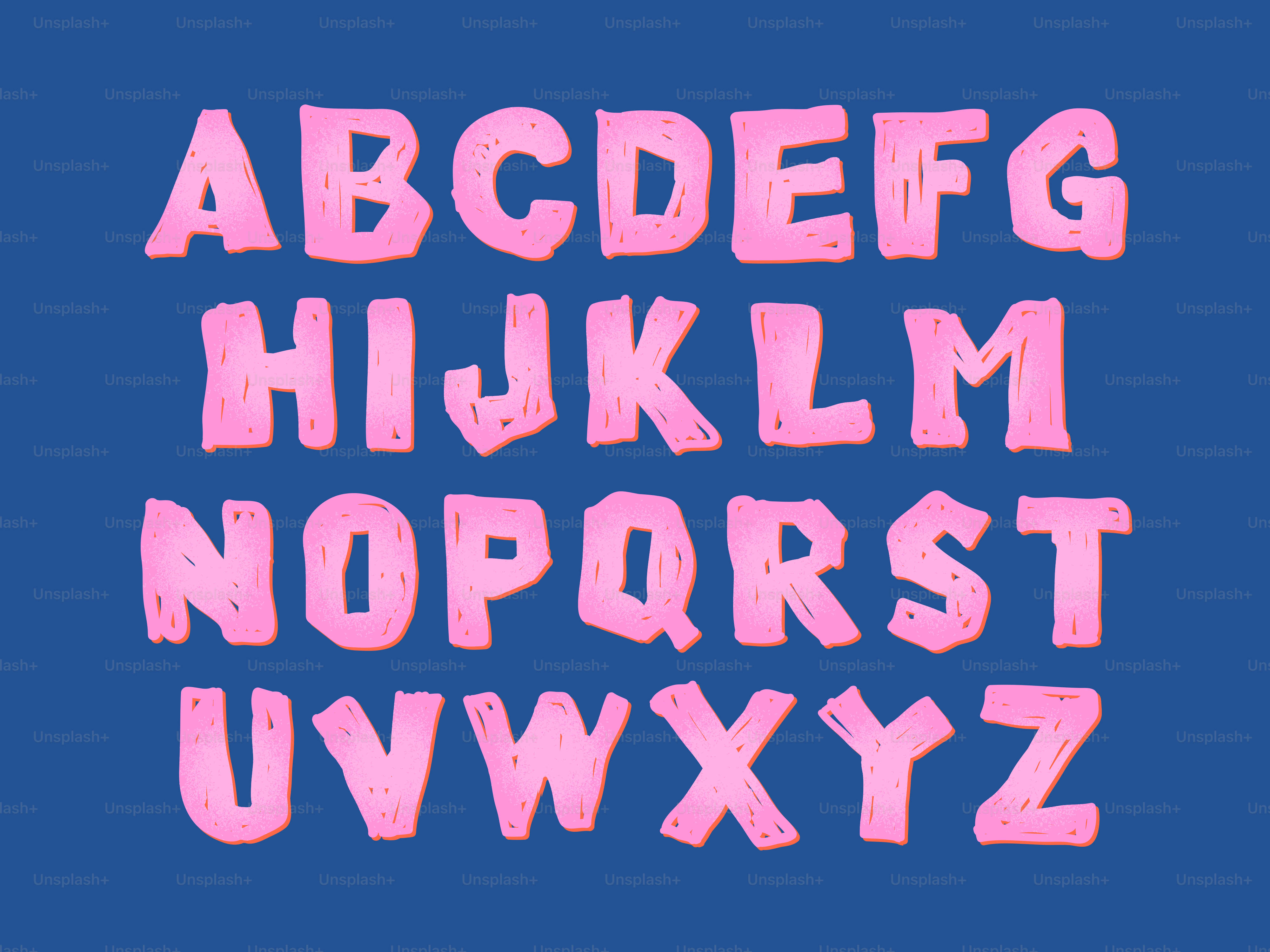 Pink alphabet letters on blue - Vector Illustration on Unsplash+