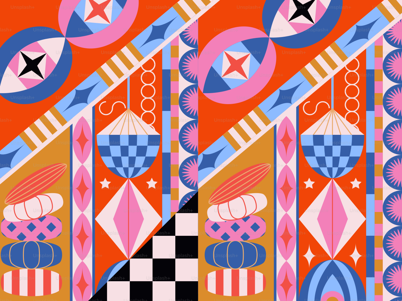 Colorful seamless pattern with lions - Vector Illustration on Unsplash+
