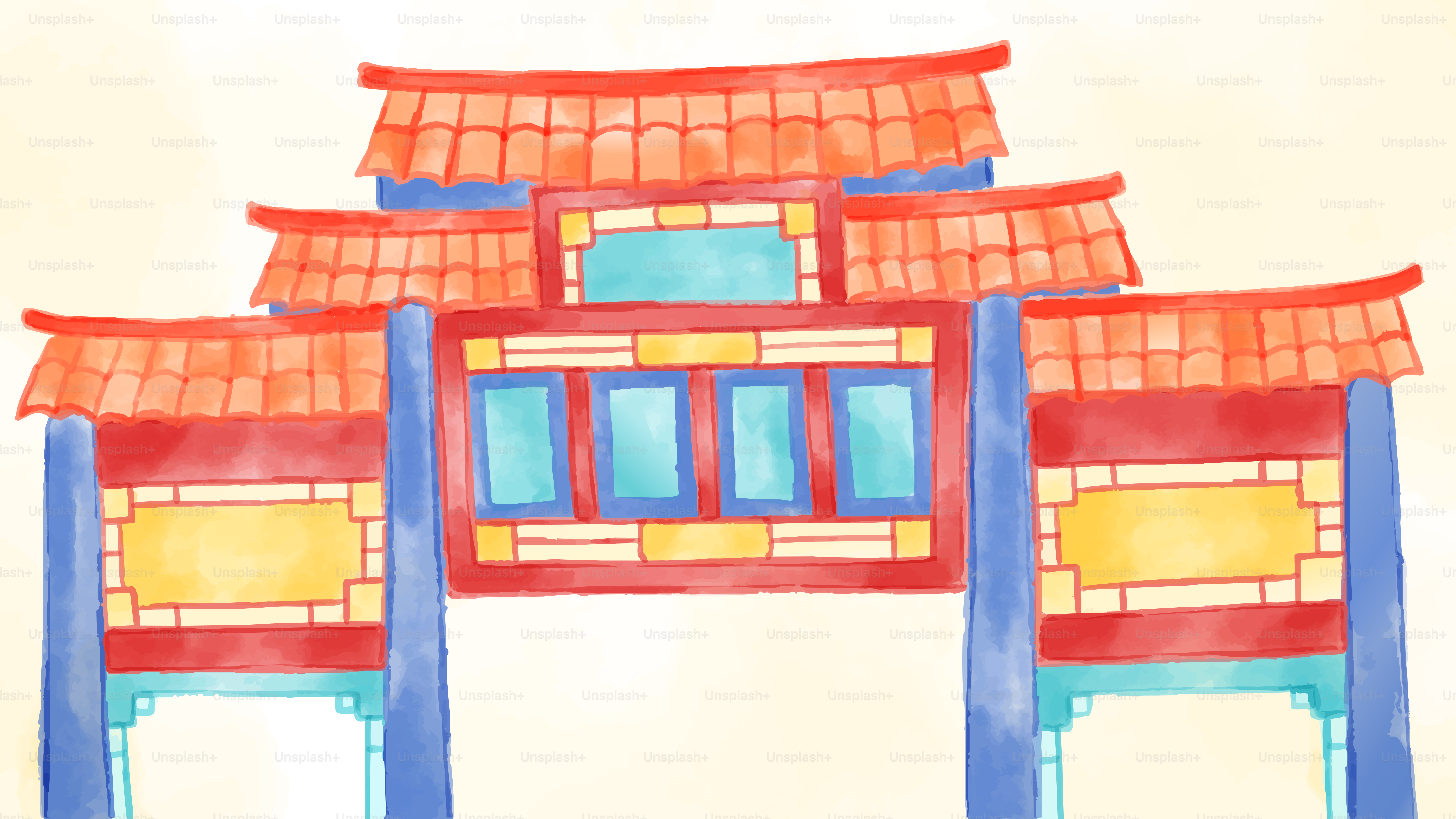 Colorful paper lanterns with floral patterns - Vector Illustration on ...