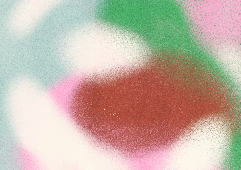 Abstract gradient of soft green, pink, and deep red with a grainy texture