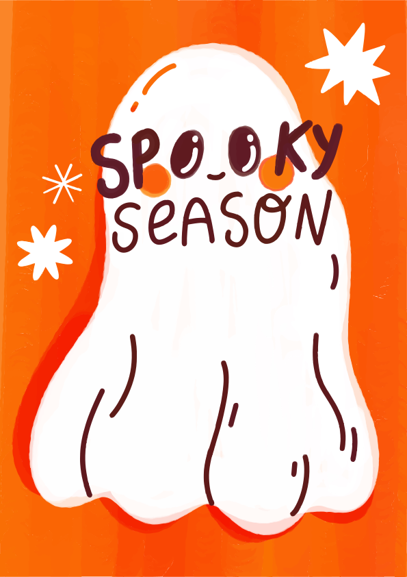 Ilustración de fantasmas con texto de la temporada espeluznante ...