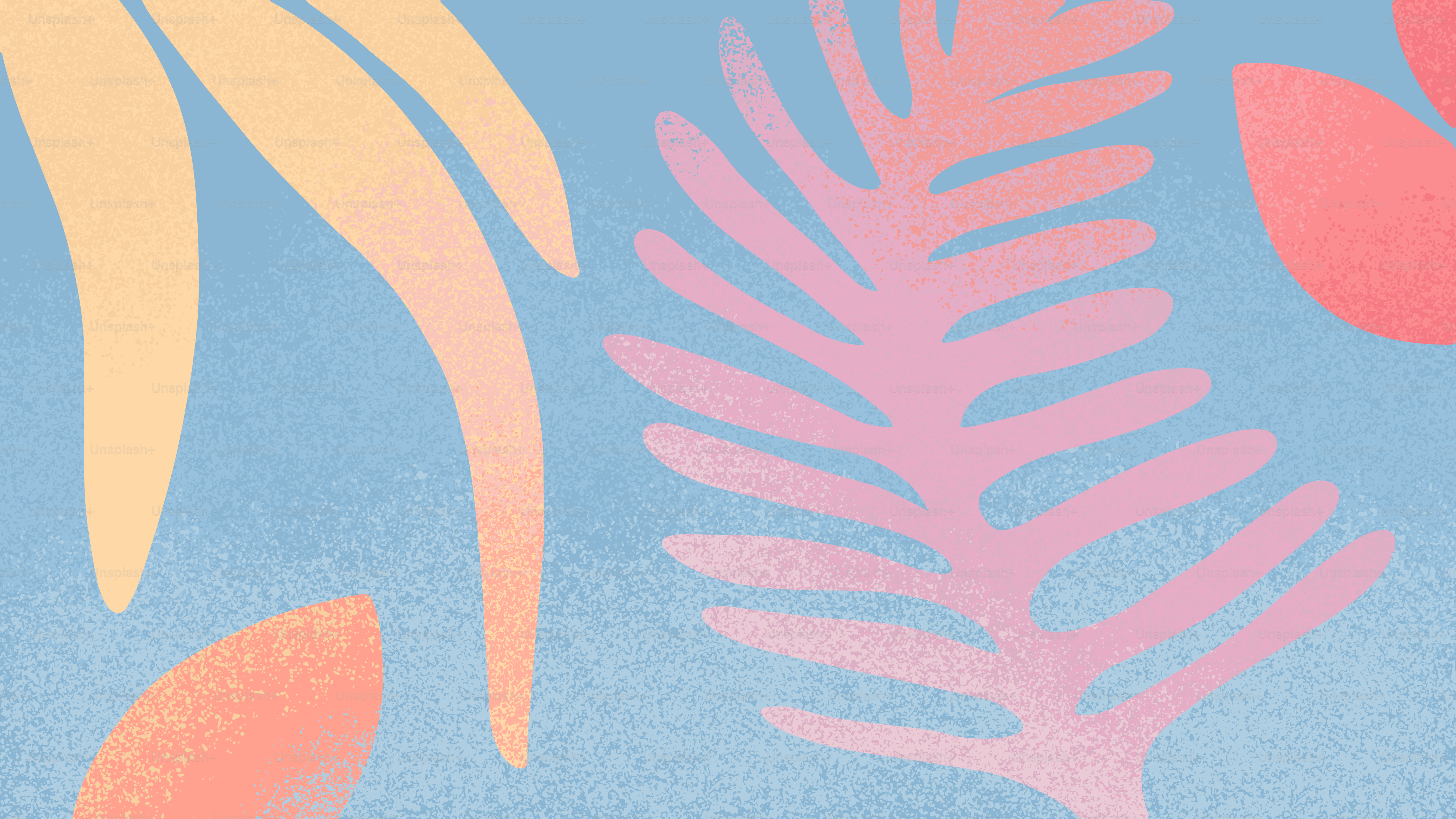 Abstract leaf shapes on blue background - Vector Illustration on Unsplash+