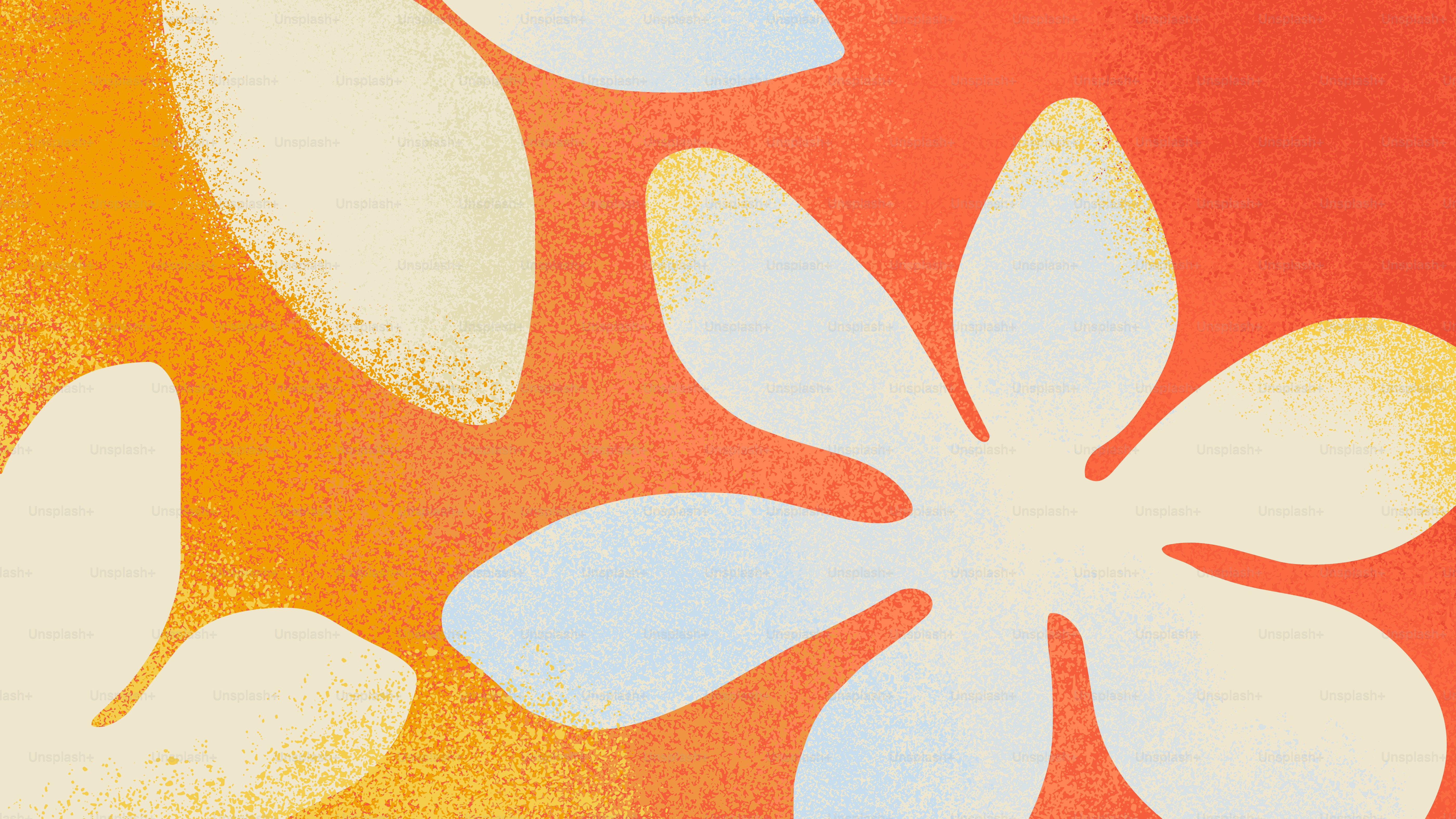 Abstract leaf shapes on blue background - Vector Illustration on Unsplash+