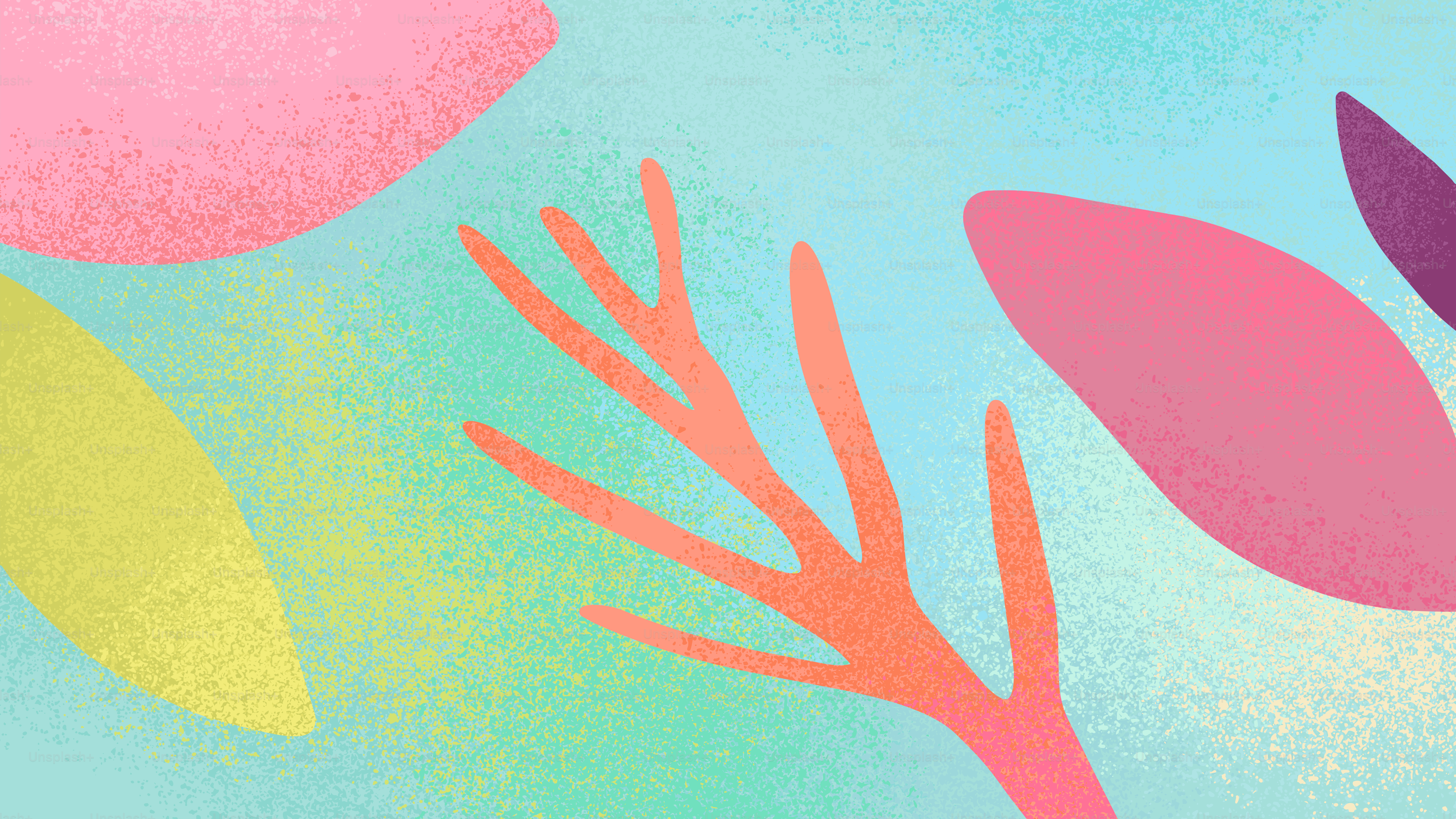 Abstract leaf shapes on blue background - Vector Illustration on Unsplash+