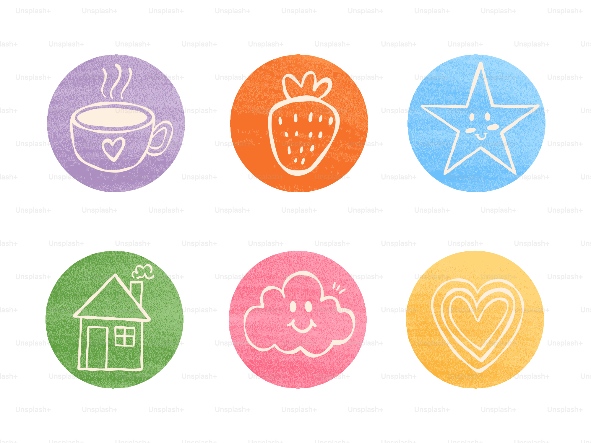 Colorful textured circles with line icons - Vector Illustration on ...