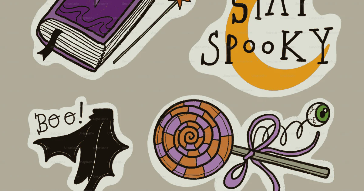 Halloween themed sticker set illustration - Vector Illustration on ...