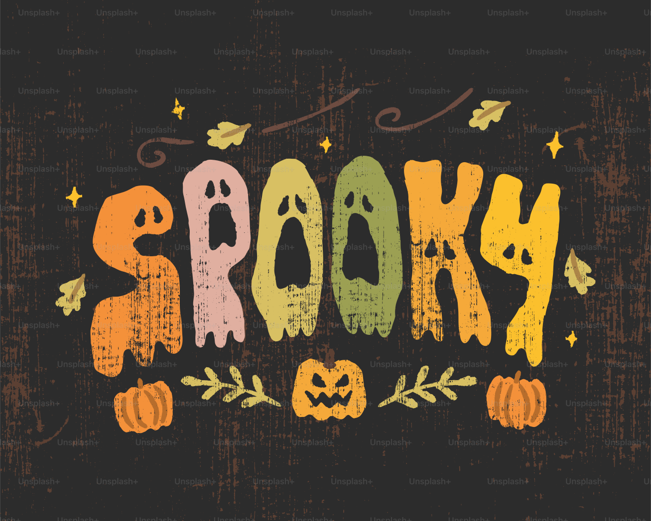 Ilustración de texto espeluznante con calabazas - Ilustración vectorial ...