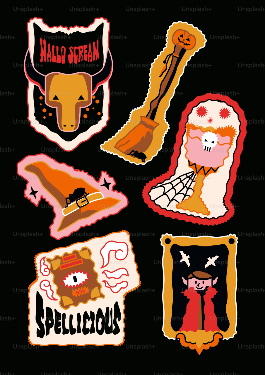 Halloween themed sticker collection - Vector Illustration on Unsplash+