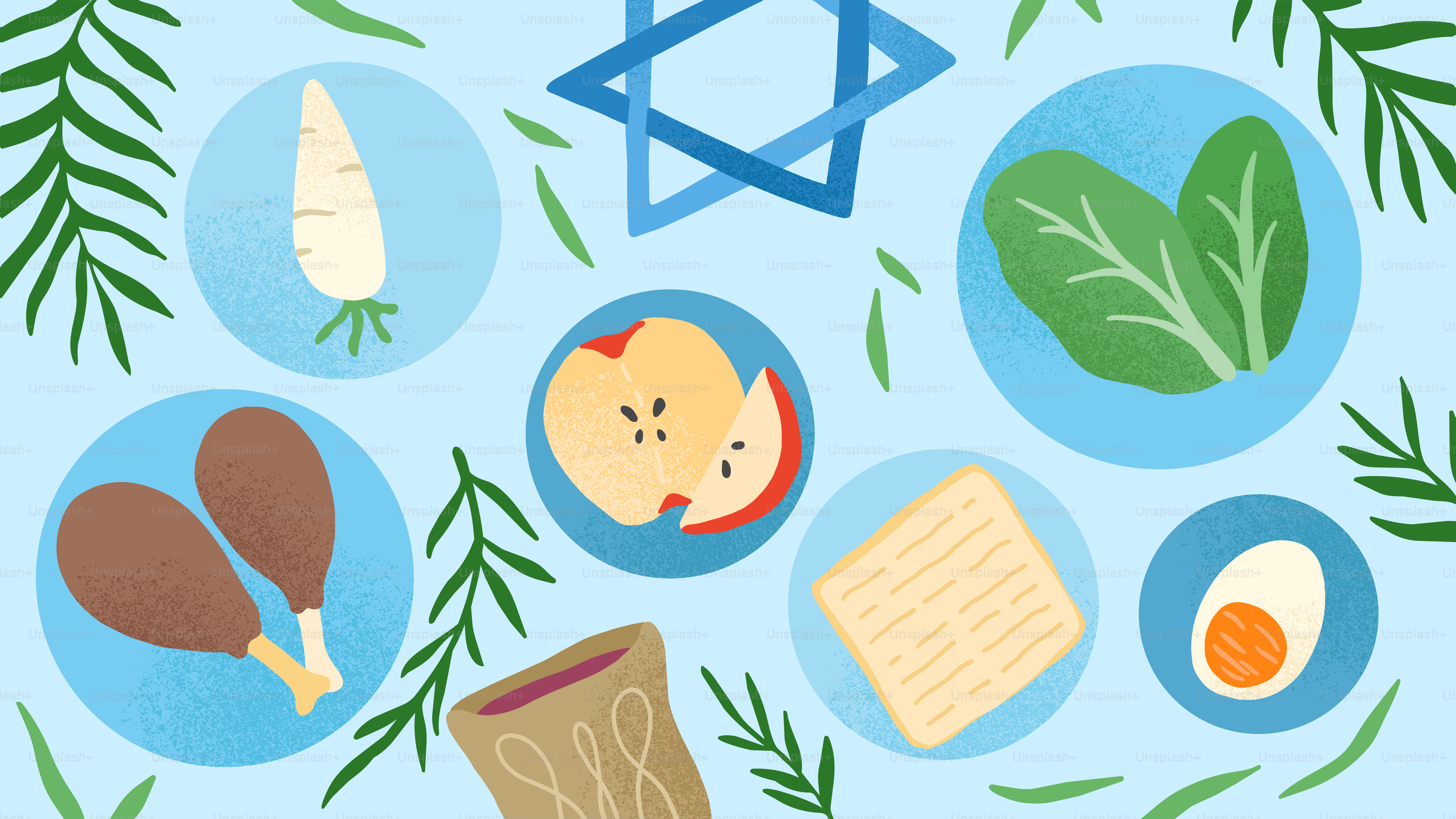 Torah and ritual items for celebration - Vector Illustration on Unsplash+