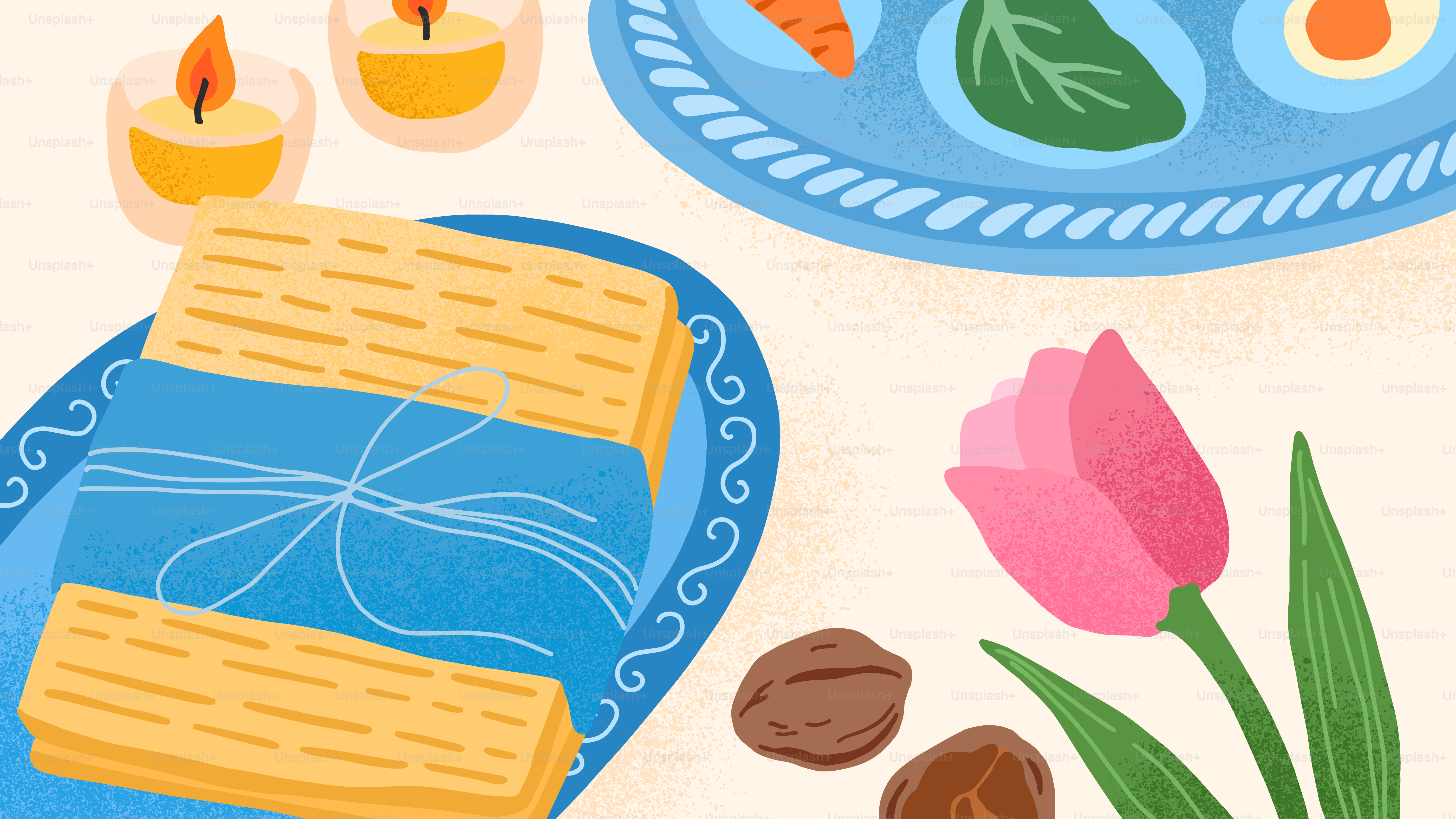 Torah and ritual items for celebration - Vector Illustration on Unsplash+