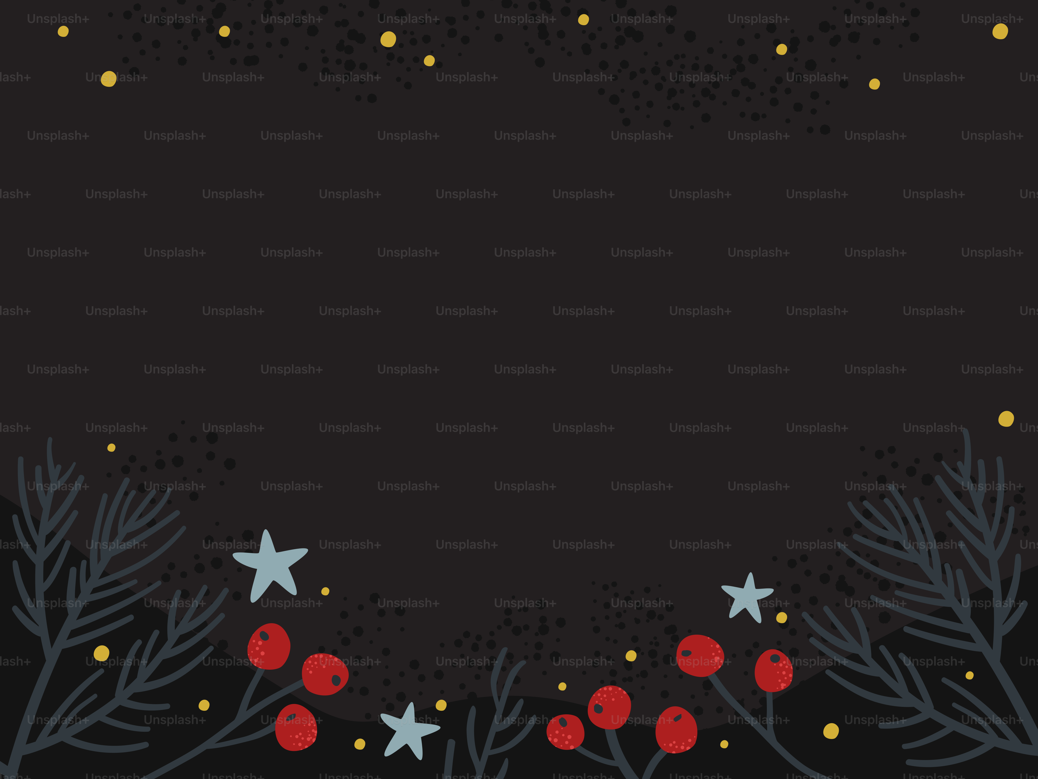 Pine branches with berries and stars - Vector Illustration on Unsplash+