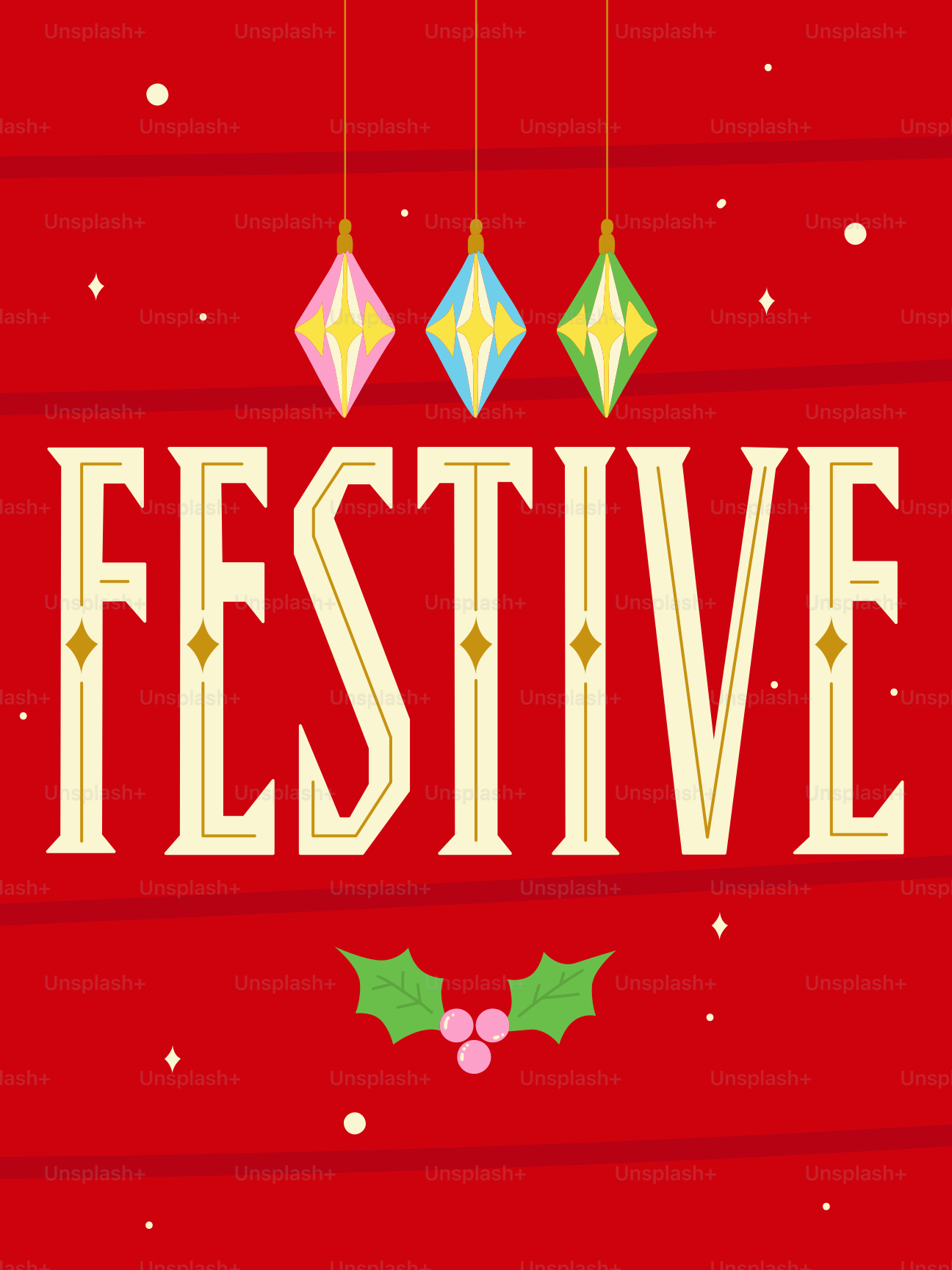 Holly word illustration with festive leaves - Vector Illustration on ...