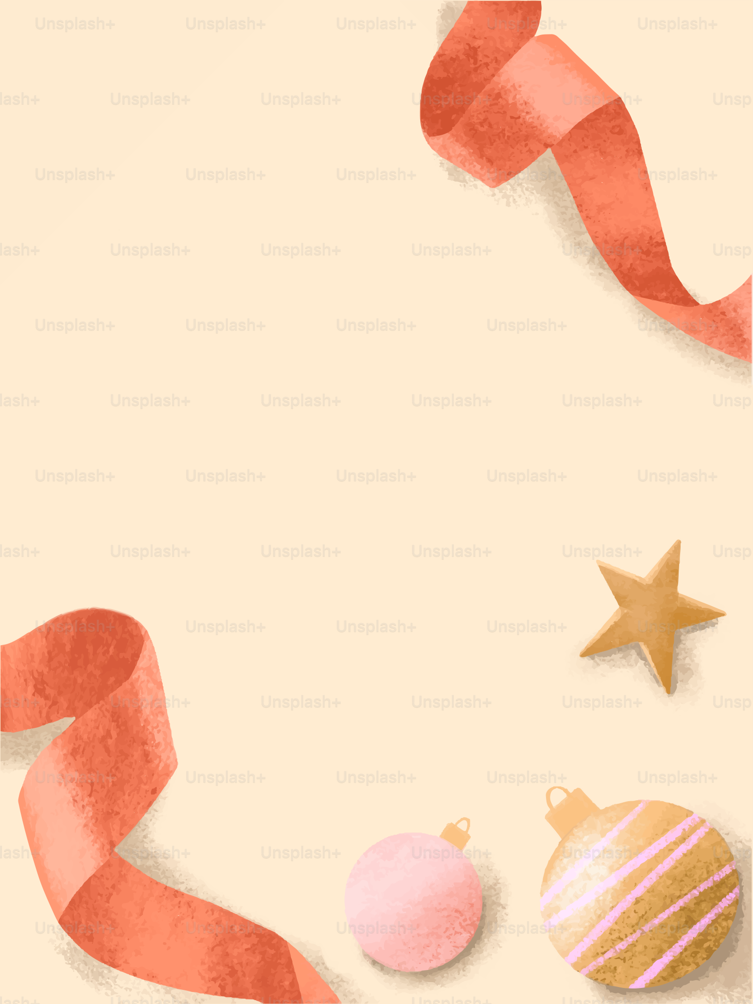 Ribbon and christmas ornaments illustration - Vector Illustration on ...