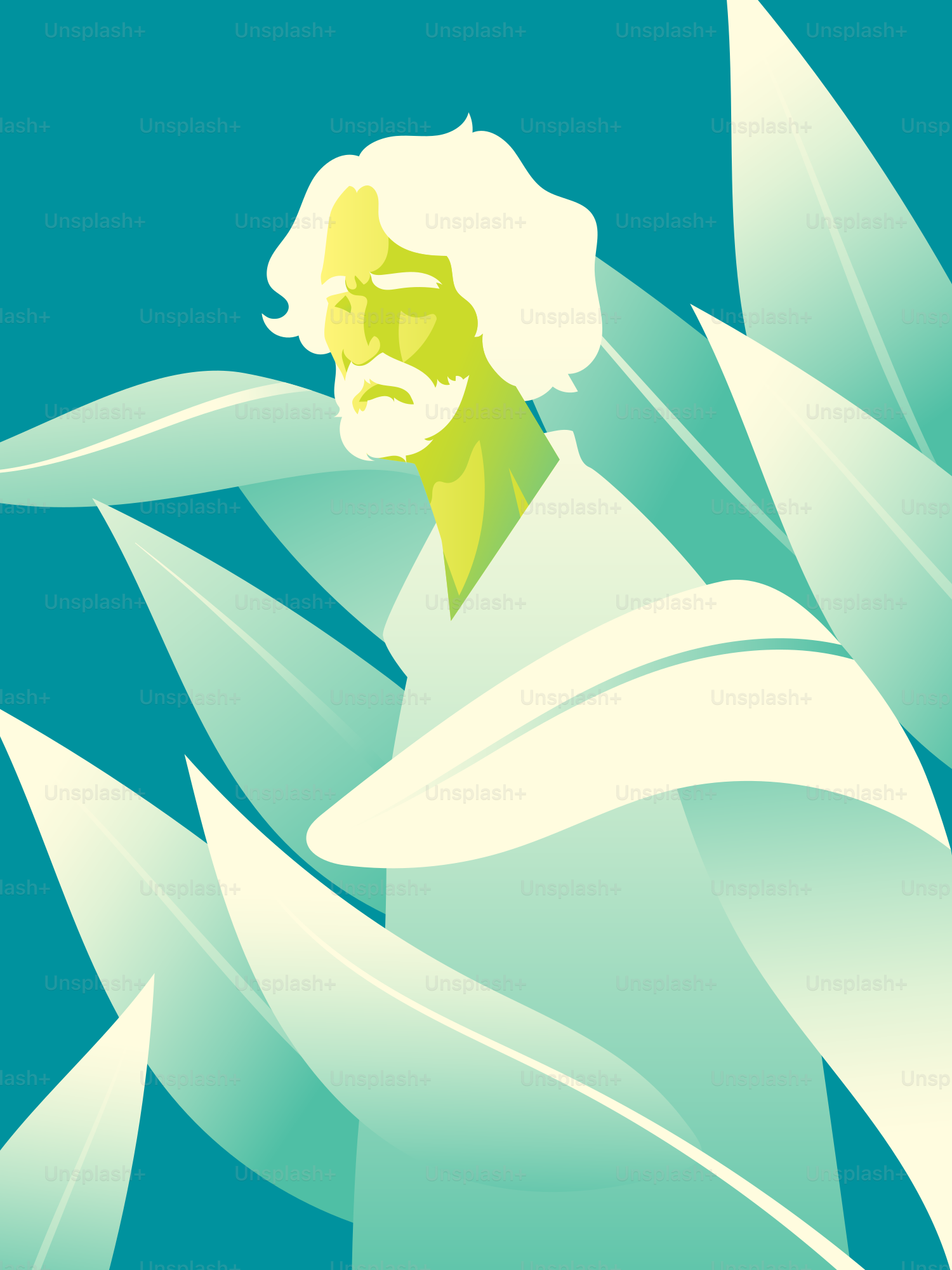 Person holding flower in profile illustration - Vector Illustration on ...