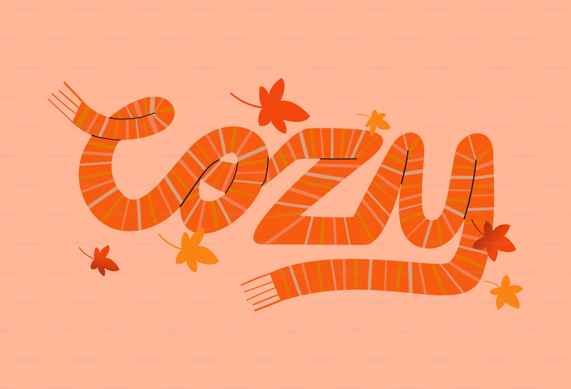 Cozy word formed by orange scarf - Vector Illustration on Unsplash+