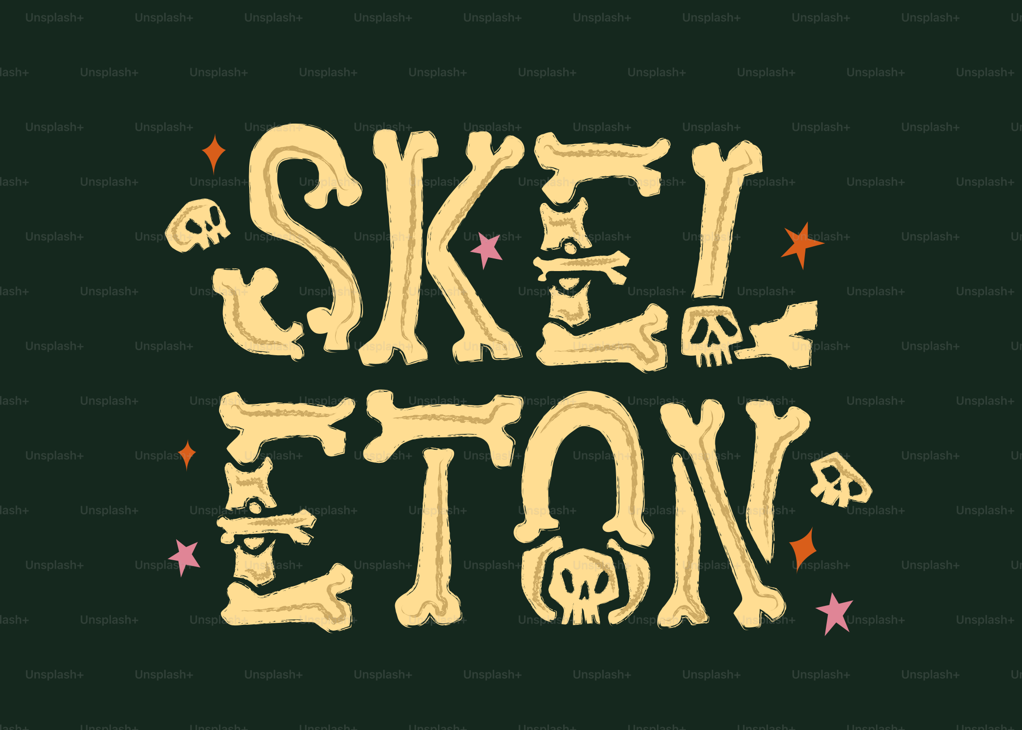 Skeleton word spelled with bones - Vector Illustration on Unsplash+