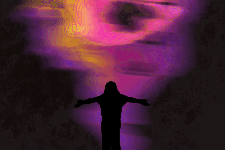 Person in silhouette against abstract light - Vector Illustration on ...