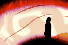Person in silhouette against abstract light - Vector Illustration on ...