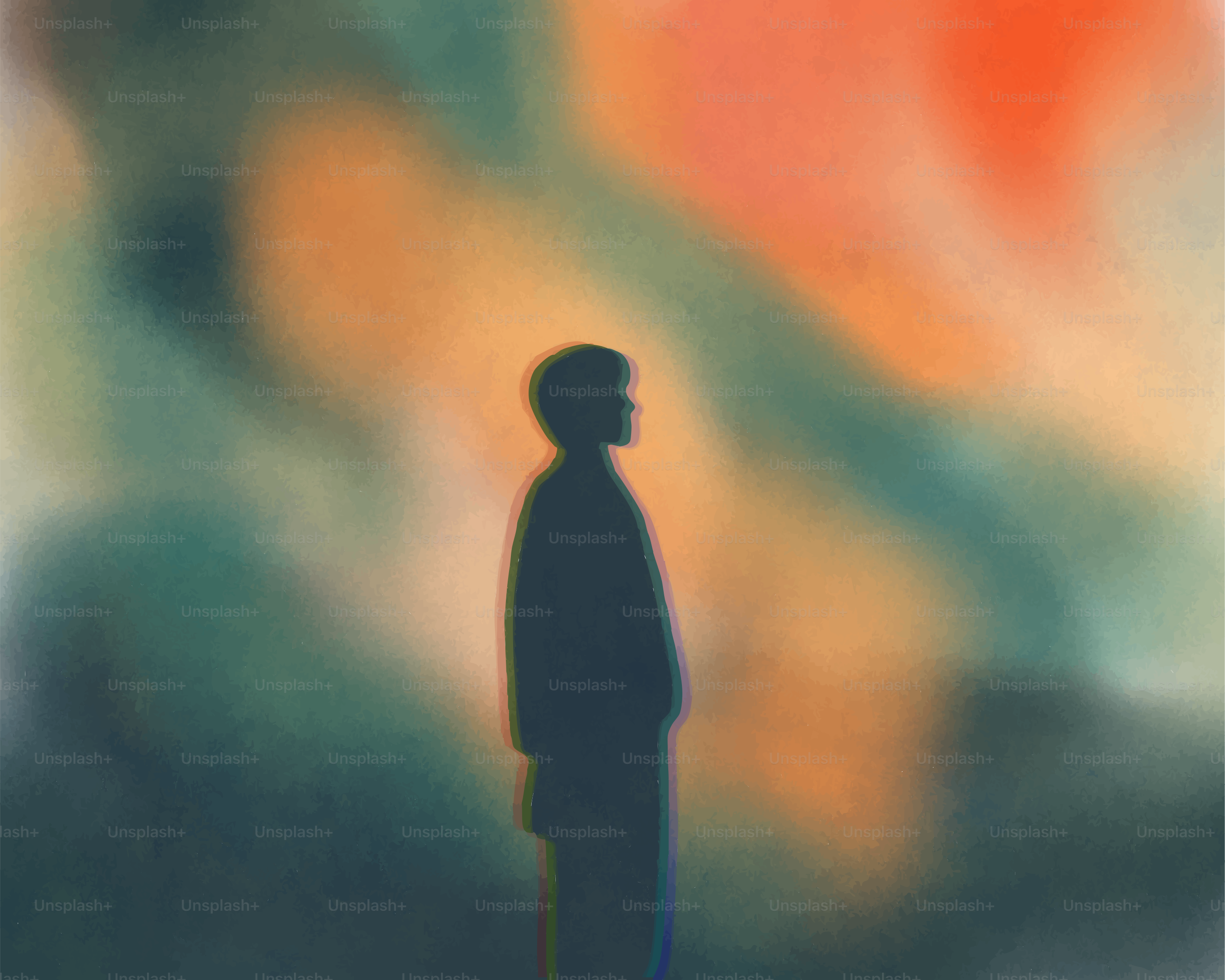 Person in silhouette against abstract background - Vector Illustration ...