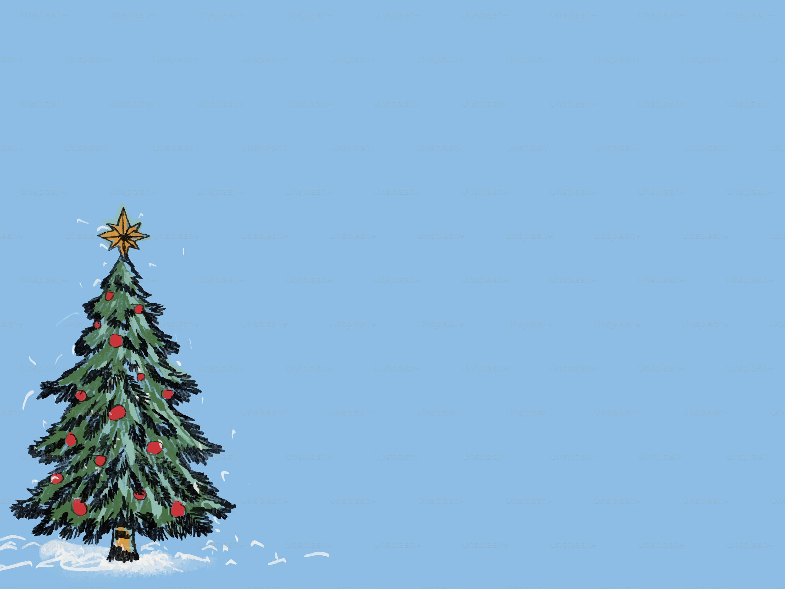 White Christmas tree sketch on green - Vector Illustration on Unsplash+