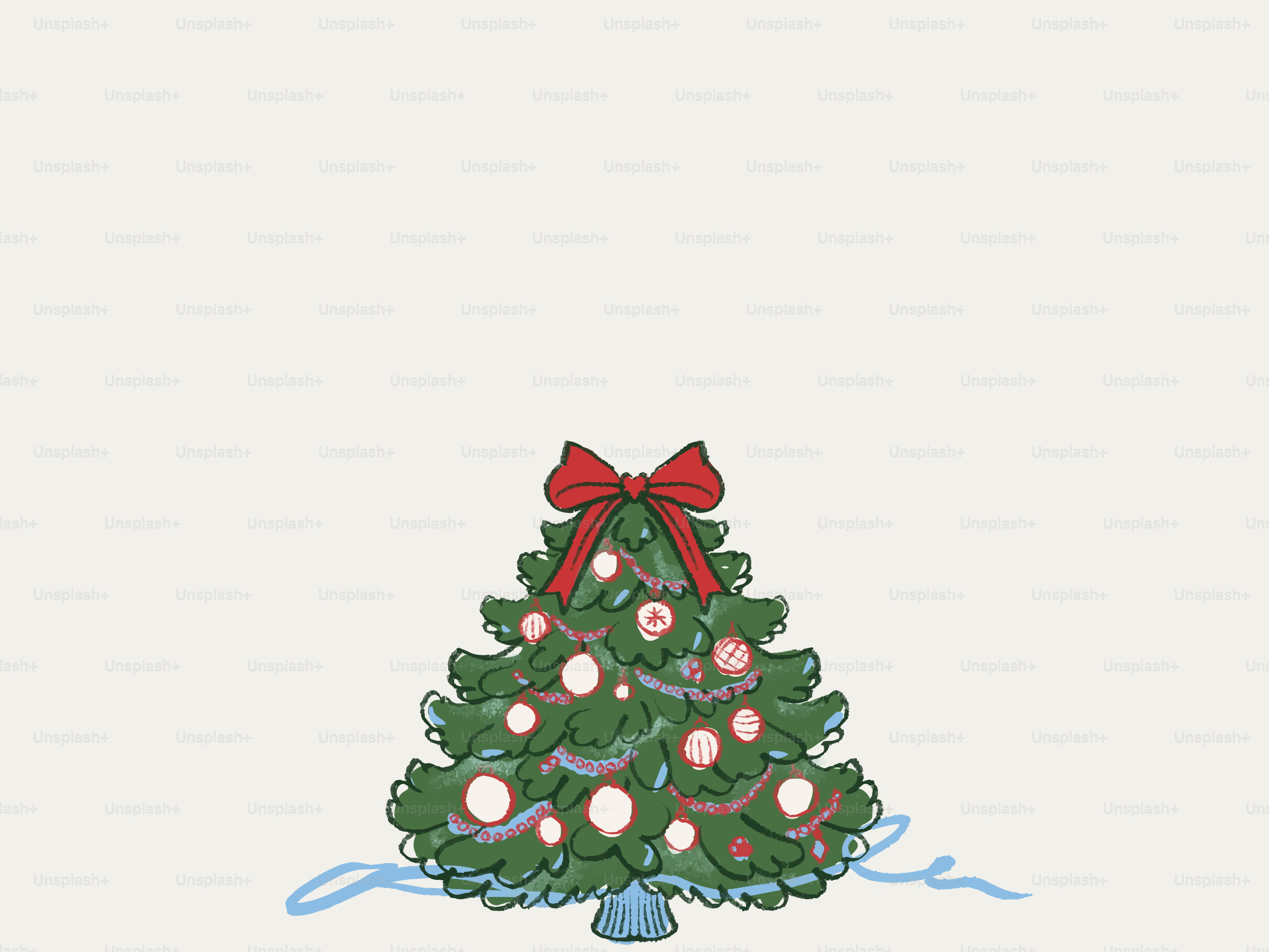 White Christmas tree sketch on green - Vector Illustration on Unsplash+