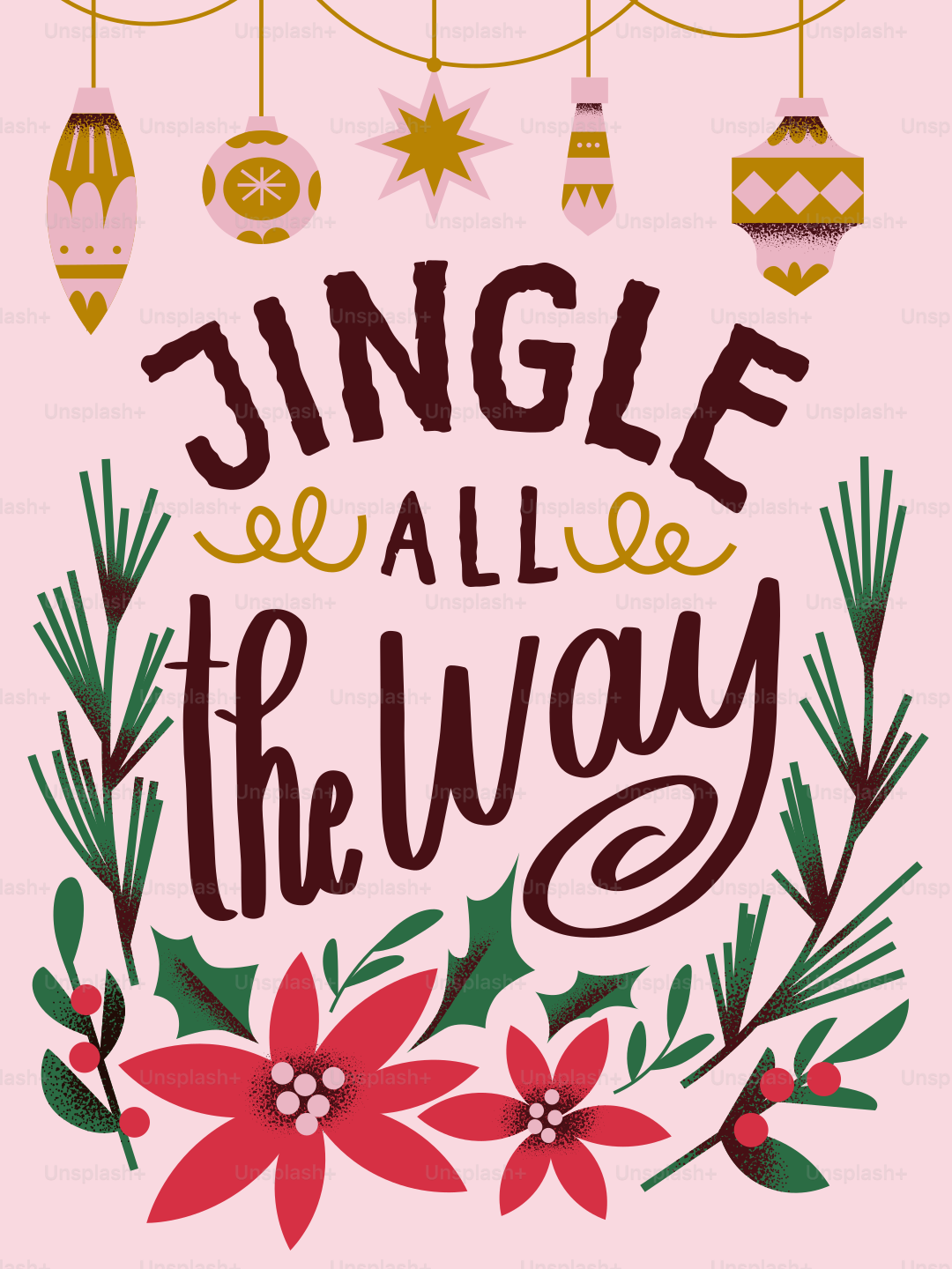 Jingle all the way holiday illustration - Vector Illustration on Unsplash+