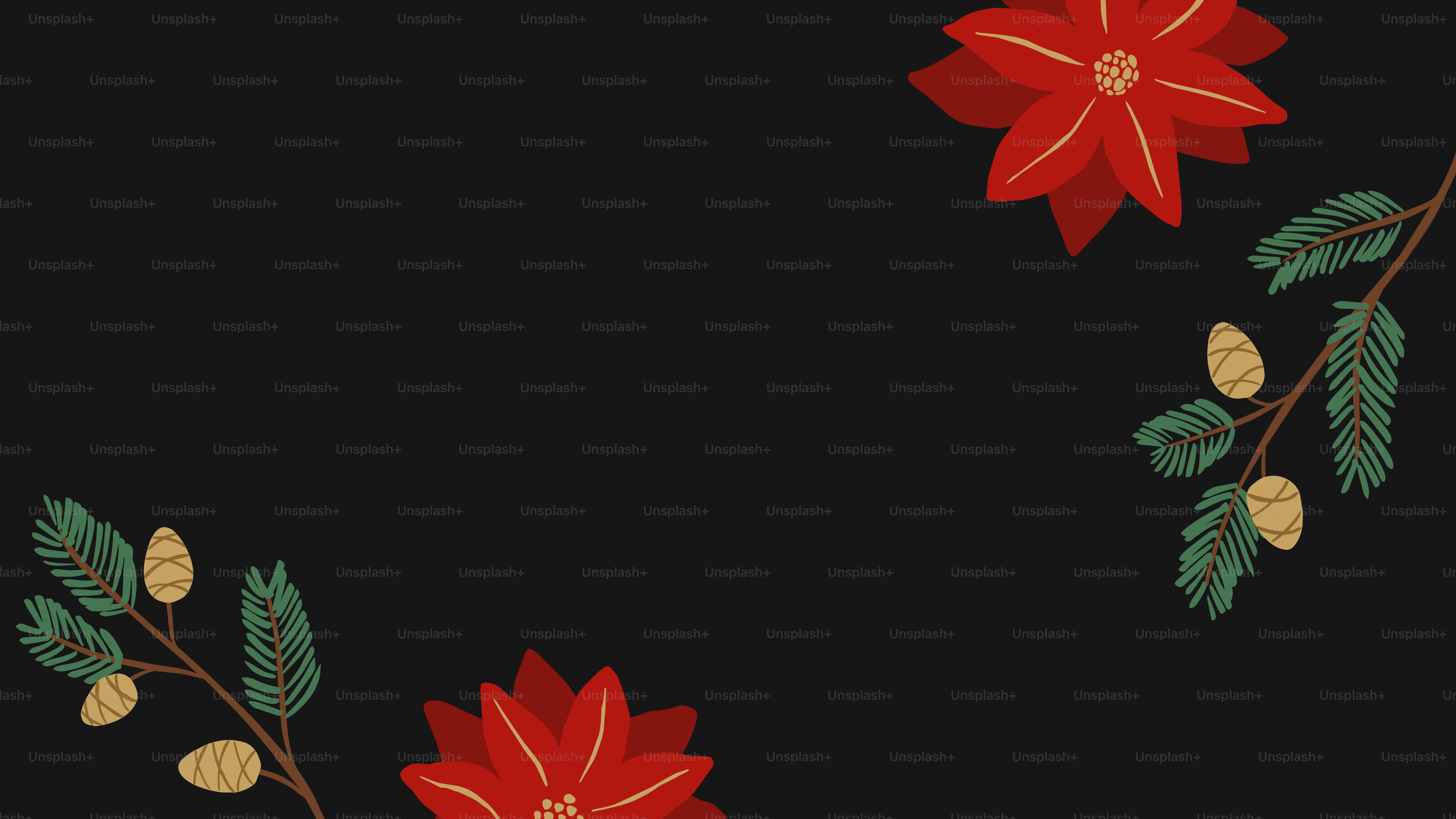 Pine branches and holly berries border - Vector Illustration on Unsplash+